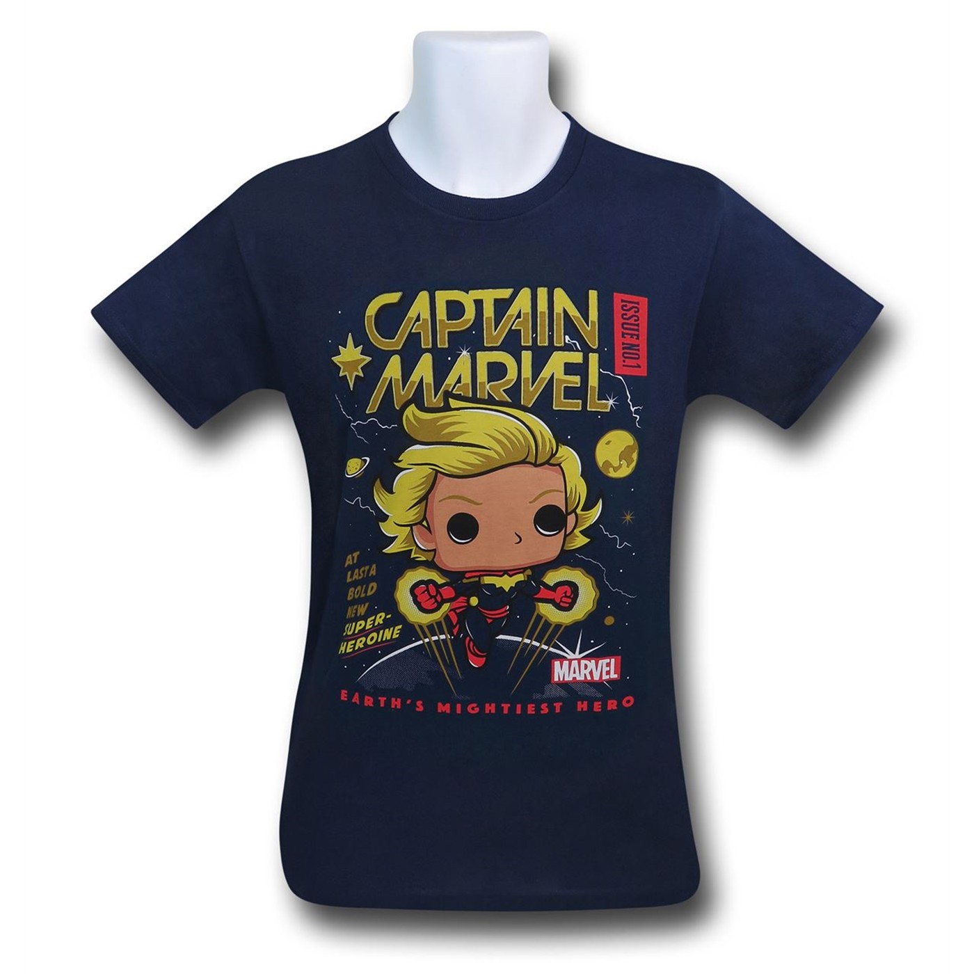 Funko Captain Marvel Men's T-Shirt, Blue