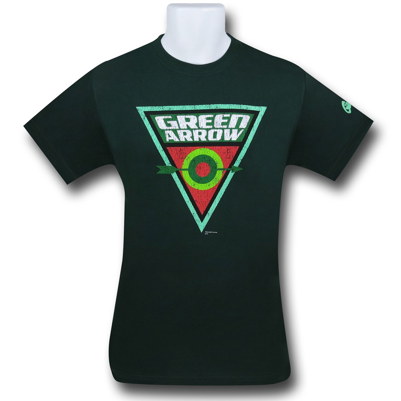 Green Arrow Distressed Triangular Logo T-Shirt, Green