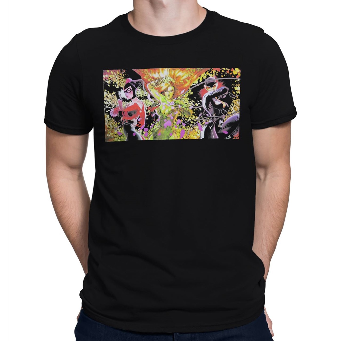 Gotham City Sirens Villainous Trio Men's T-Shirt, Black