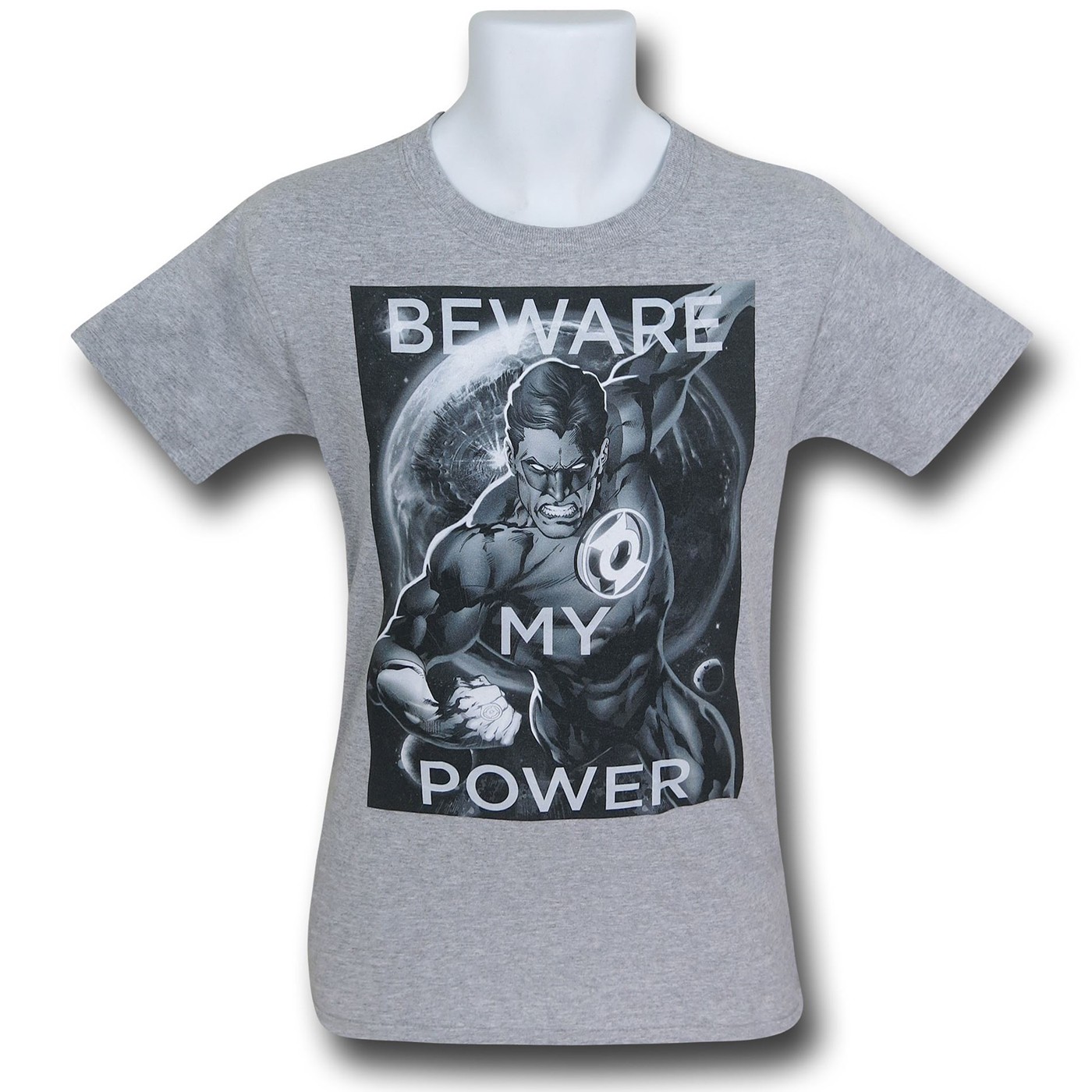 Green Lantern Beware My Power T-Shirt, Grey
