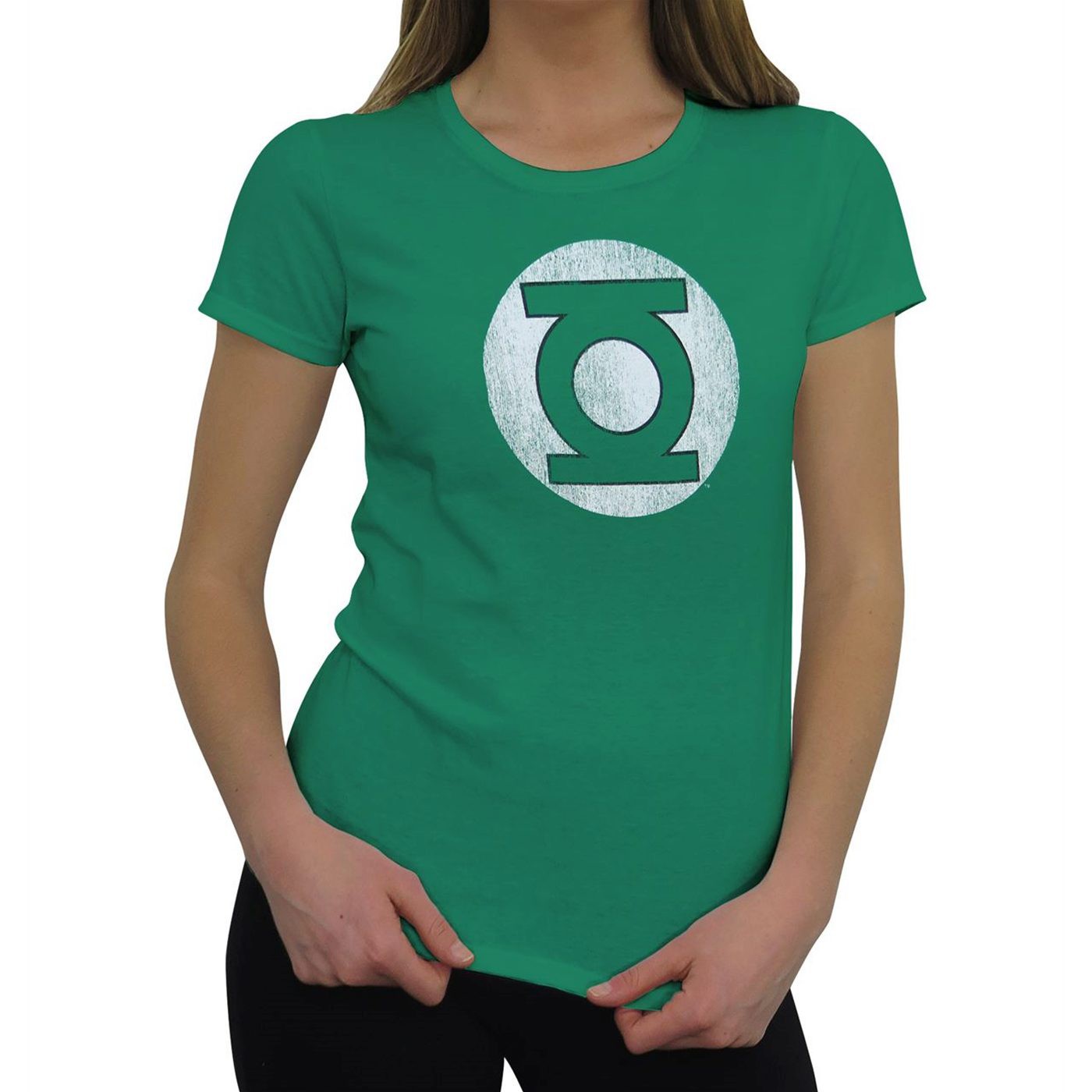 Green Lantern Dark Green Distressed Symbol Women's T-Shirt, Green