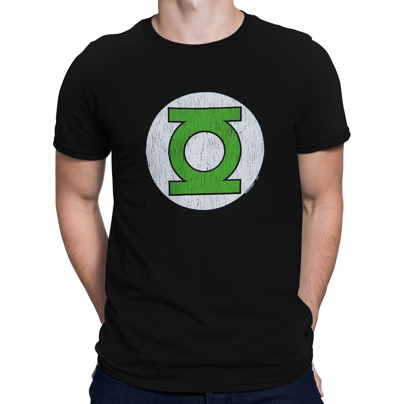 Green Lantern Corps Distressed Black Men's T-Shirt, Black