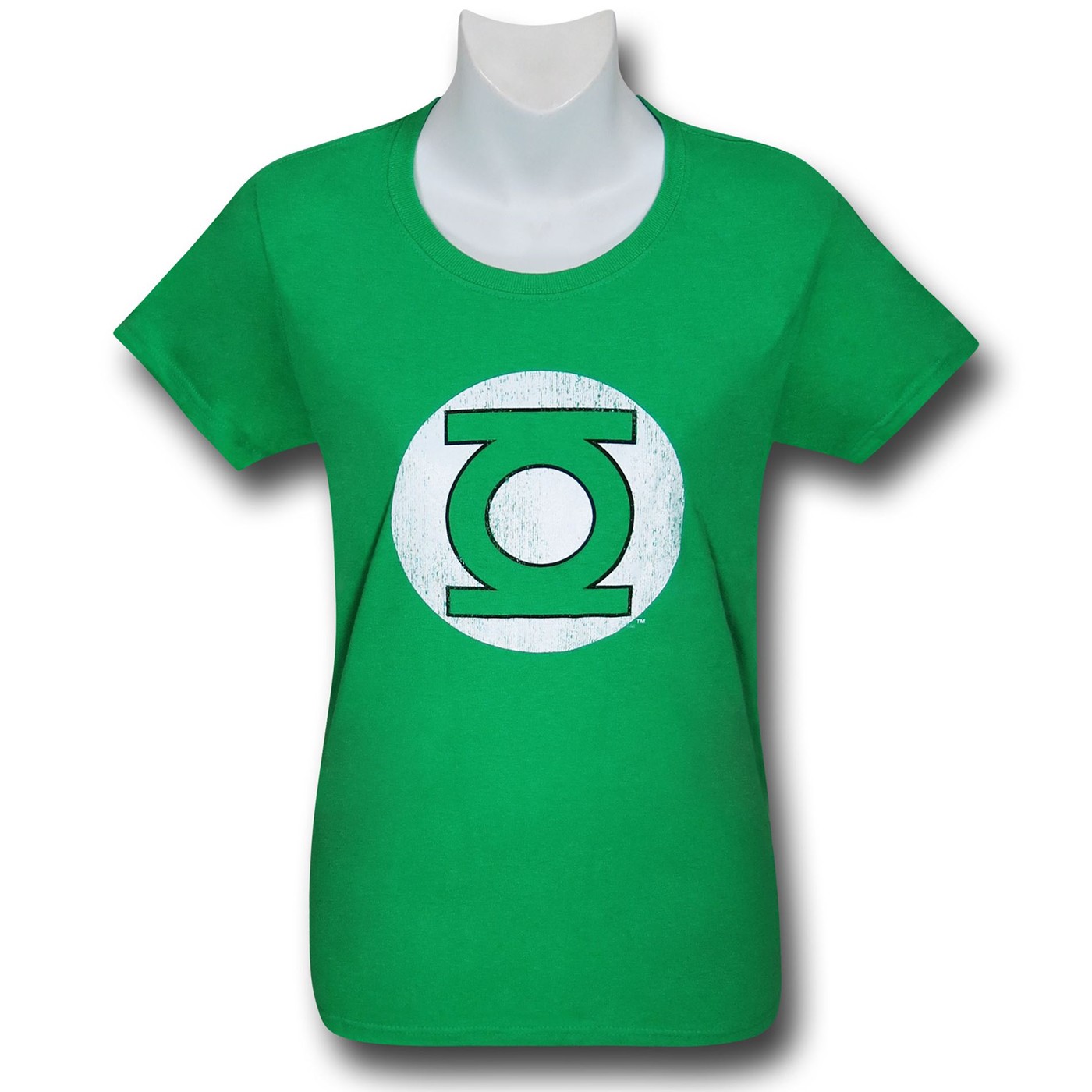 Green Lantern Women's Distressed Symbol T-Shirt, Green