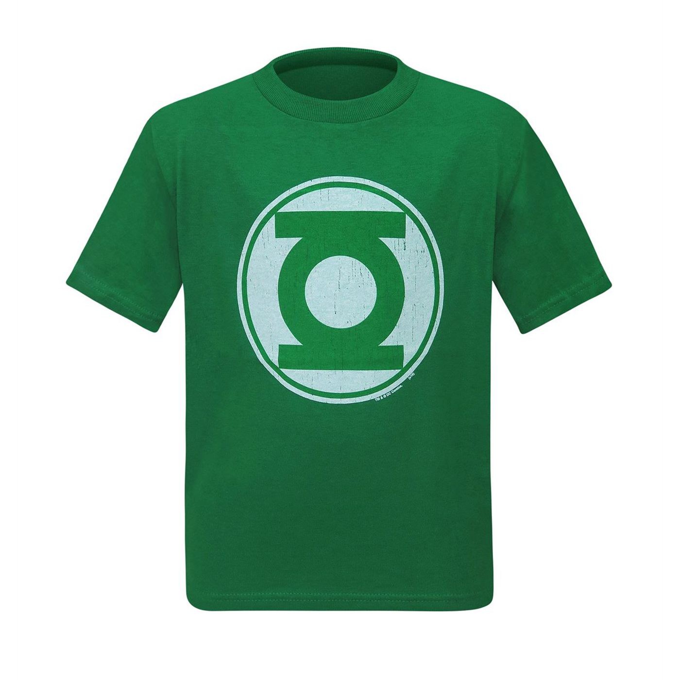 Green Lantern Modern Symbol Distressed Kids T-Shirt, Green