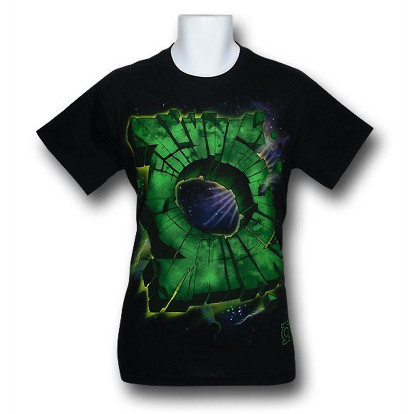 Green Lantern Shattered Symbol T-Shirt, Black