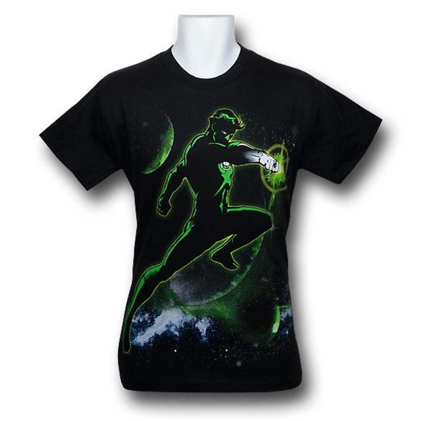 Green Lantern Space Attack T-Shirt, Black