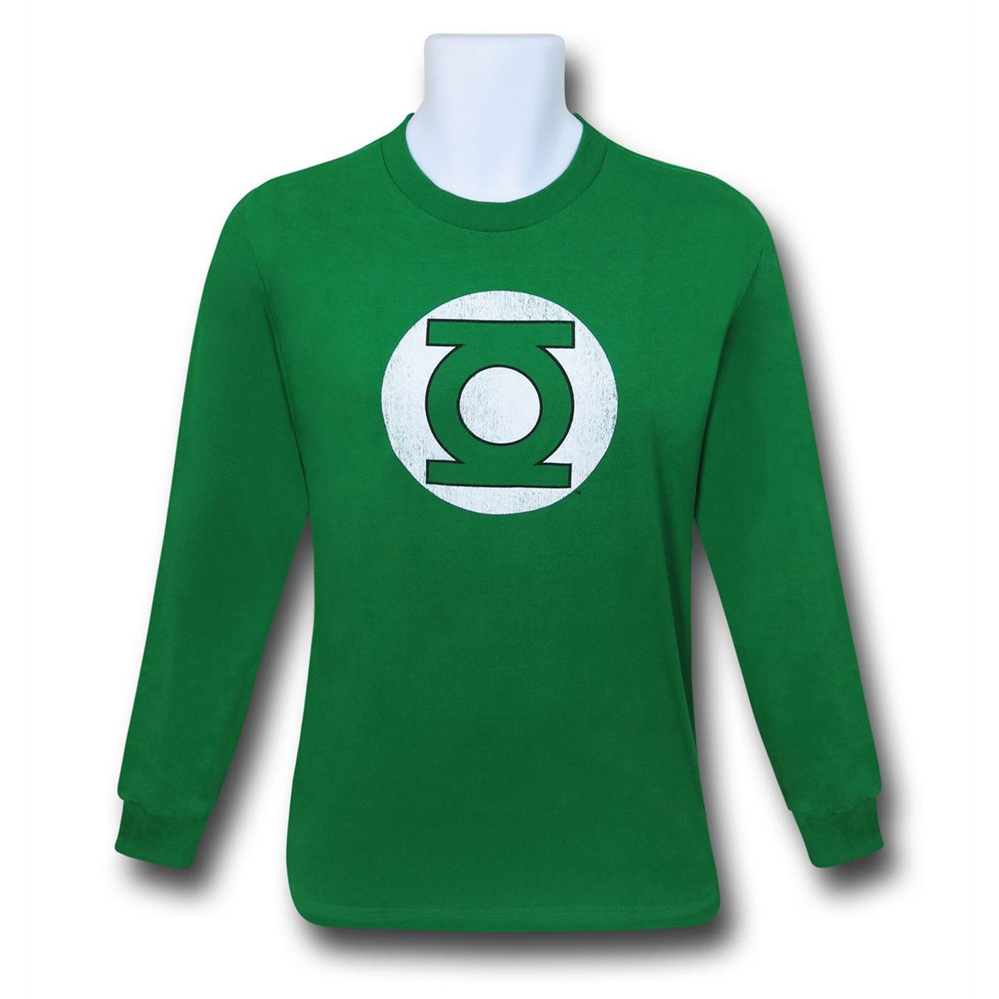 Green Lantern Distressed Symbol Long Sleeve T-Shirt, Green