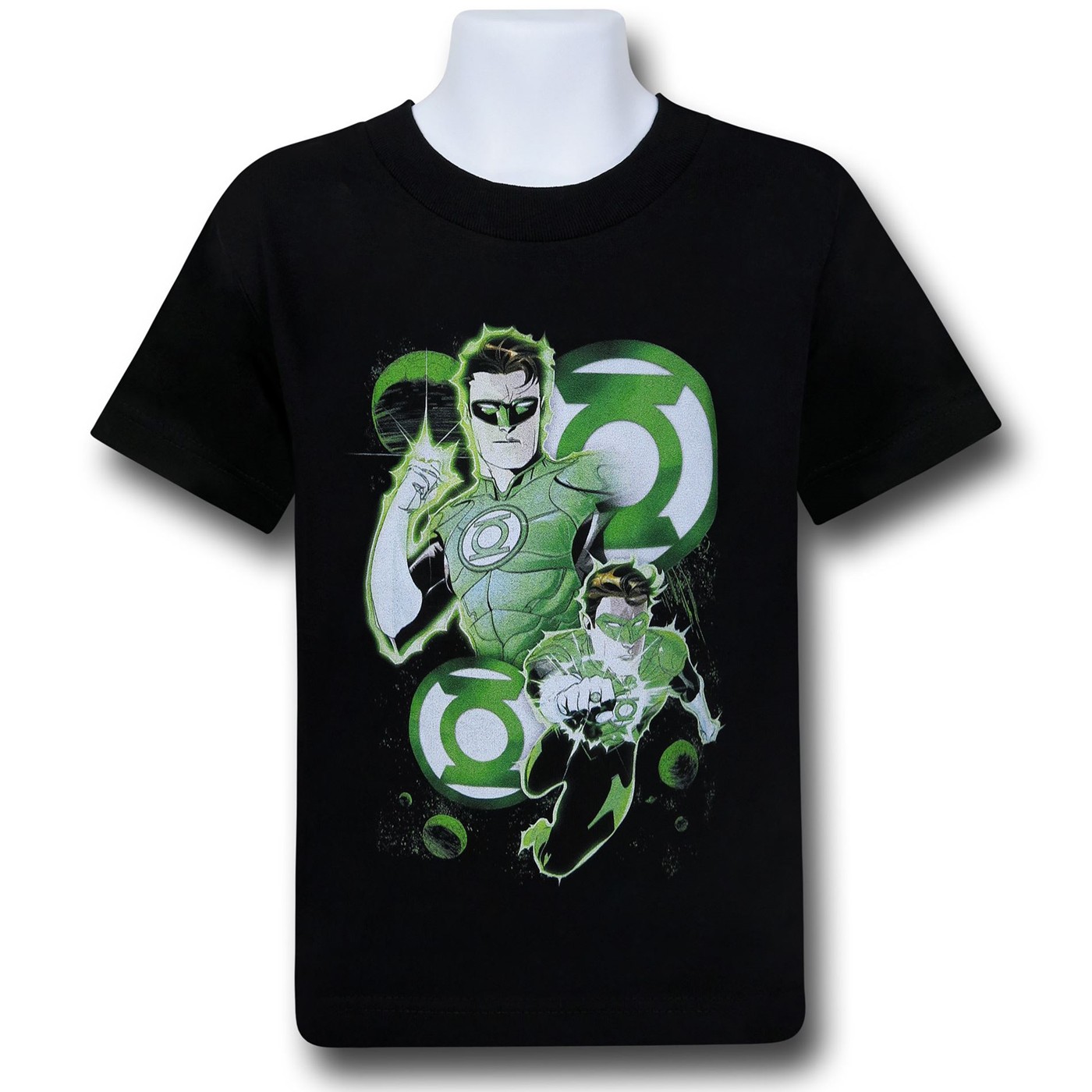 Green Lantern Image Symbol Collage Kids T-Shirt, Black