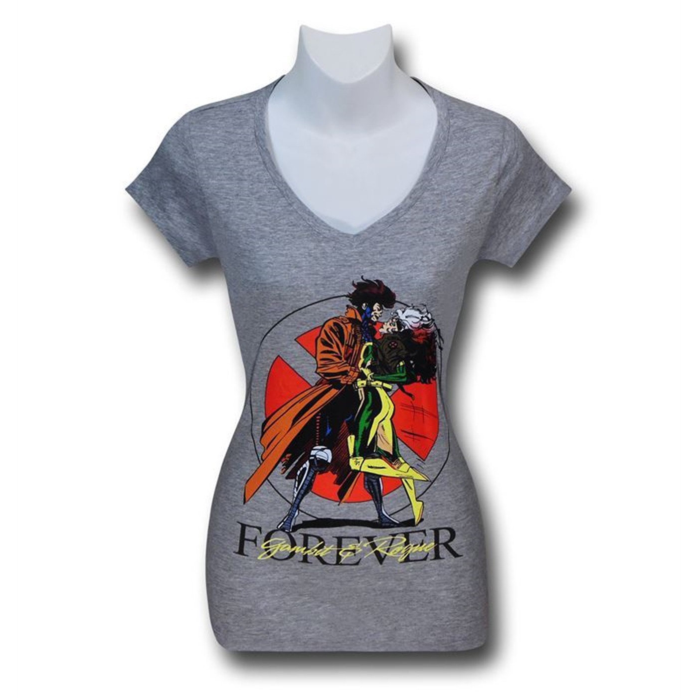 Gambit and Rogue Forever Women's V-Neck T-Shirt, Grey