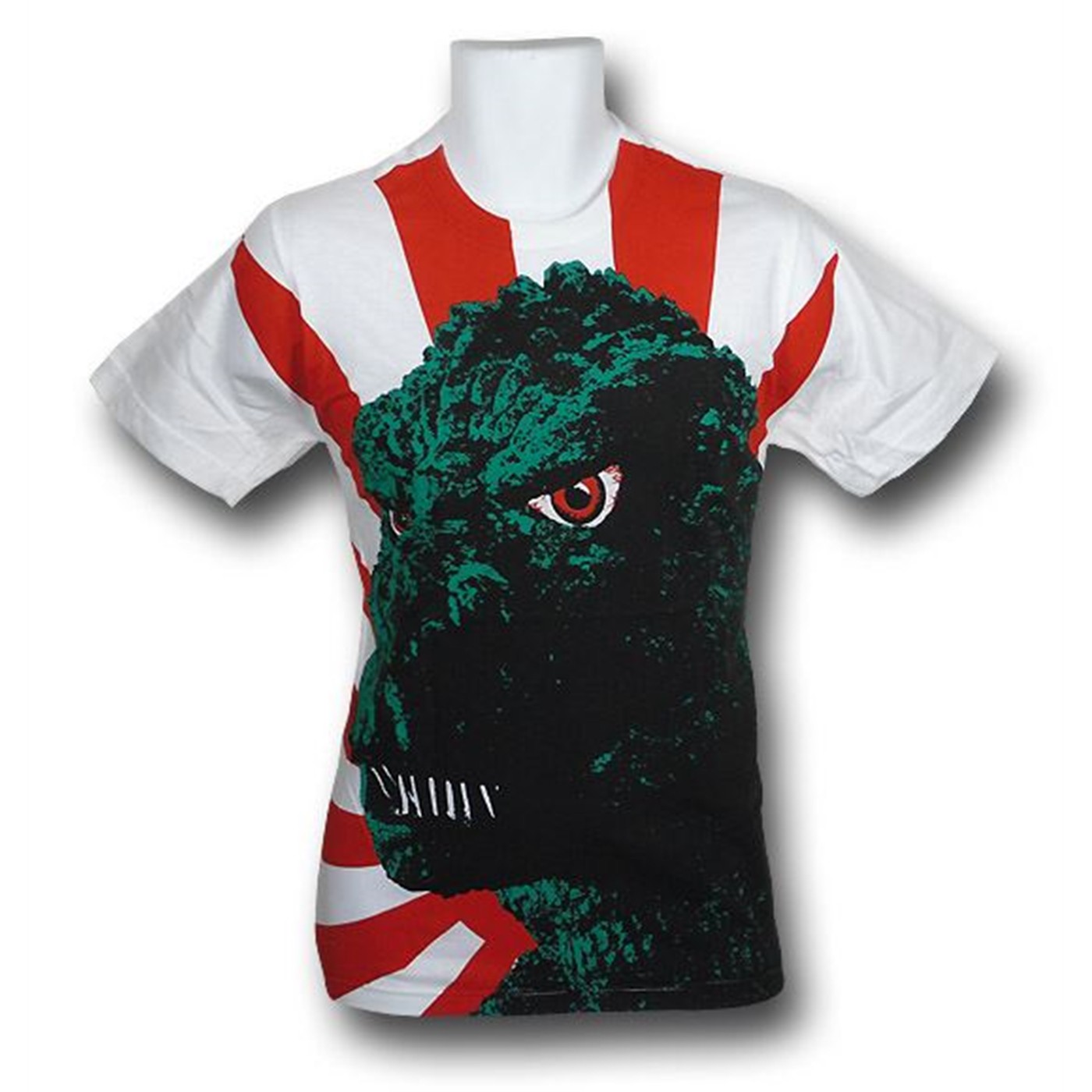 Godzilla Rising Sun Big Print (30 Single) T-Shirt, White