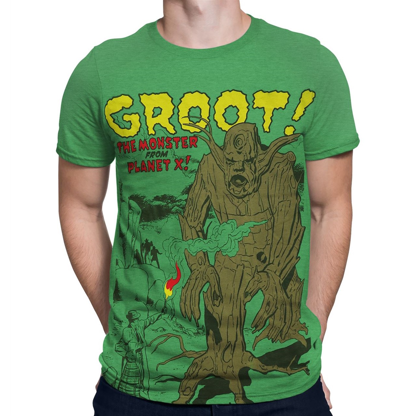 GOTG Groot The Monster From Planet X Men's T-Shirt, Green
