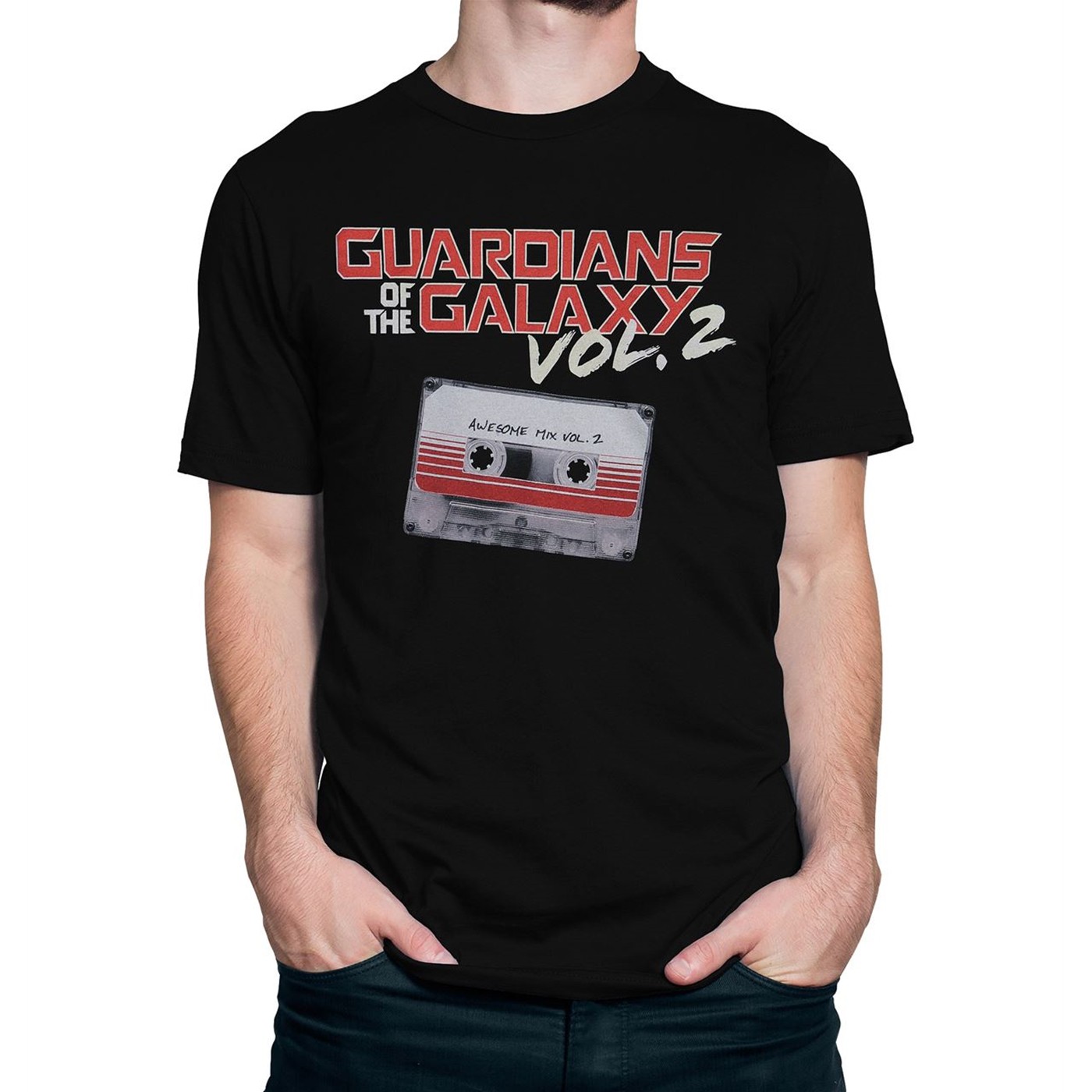 GOTG Vol. 2 Movie Logo and Mix Tape Men's T-Shirt, Black