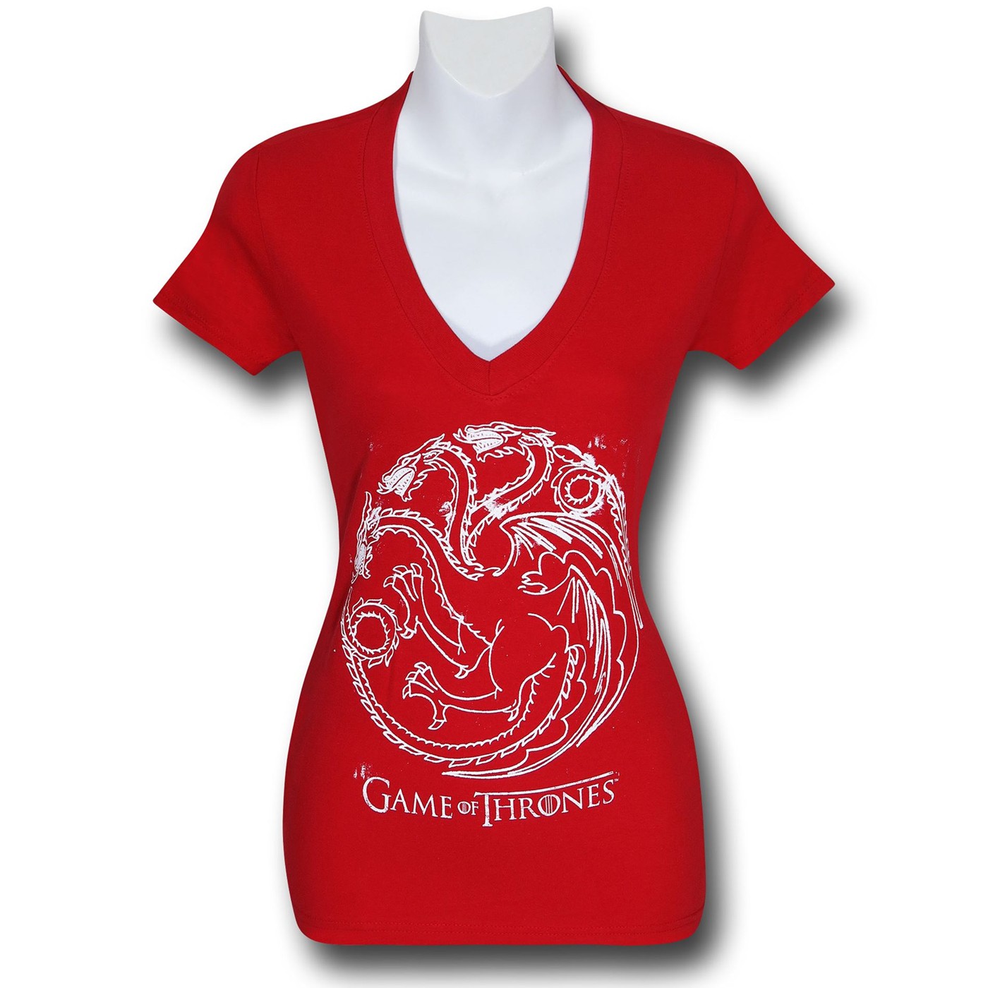 Game of Thrones Targaryen Red Women's V-Neck T-Shirt, Red