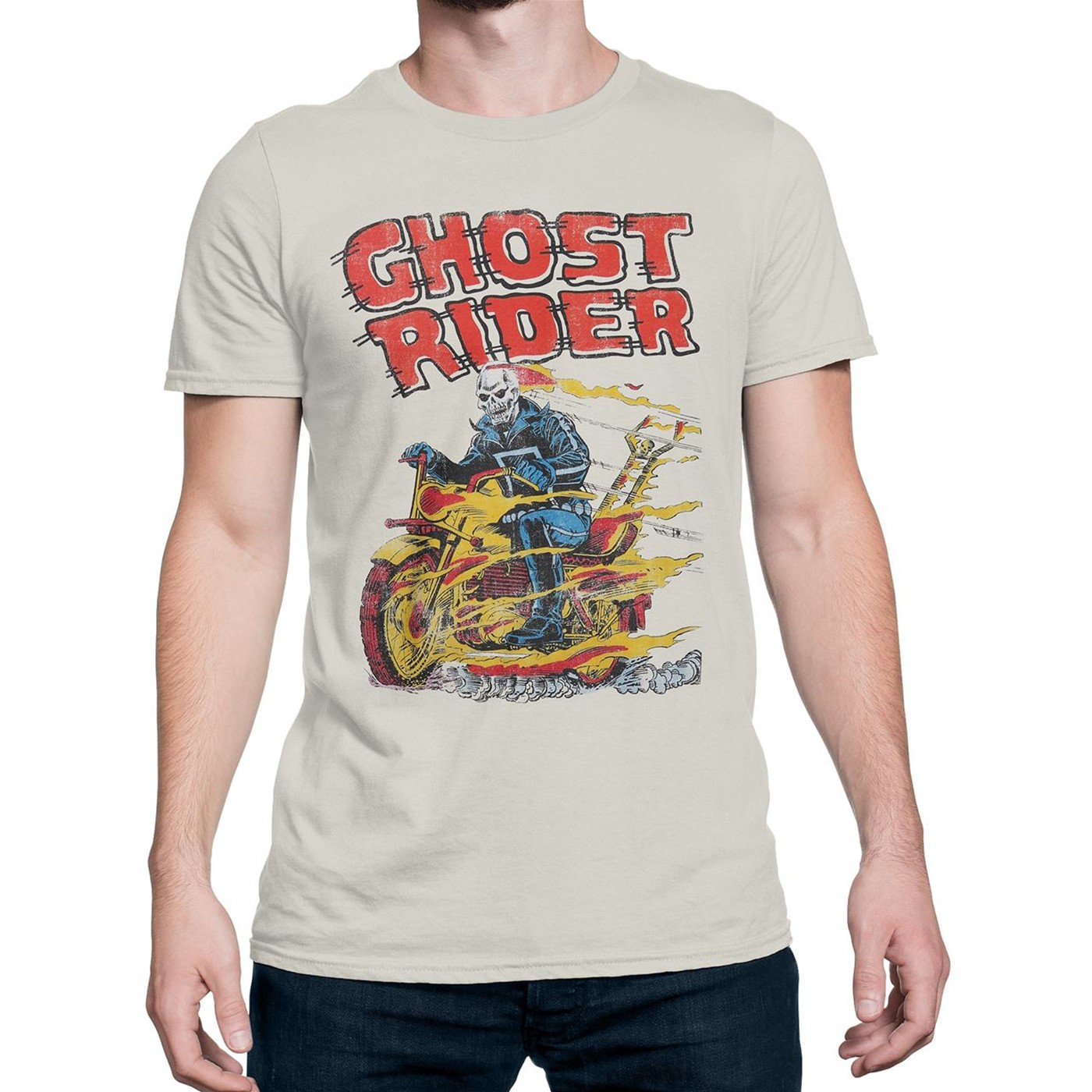 Ghost Rider Retro Hell on Wheels T-Shirt, White