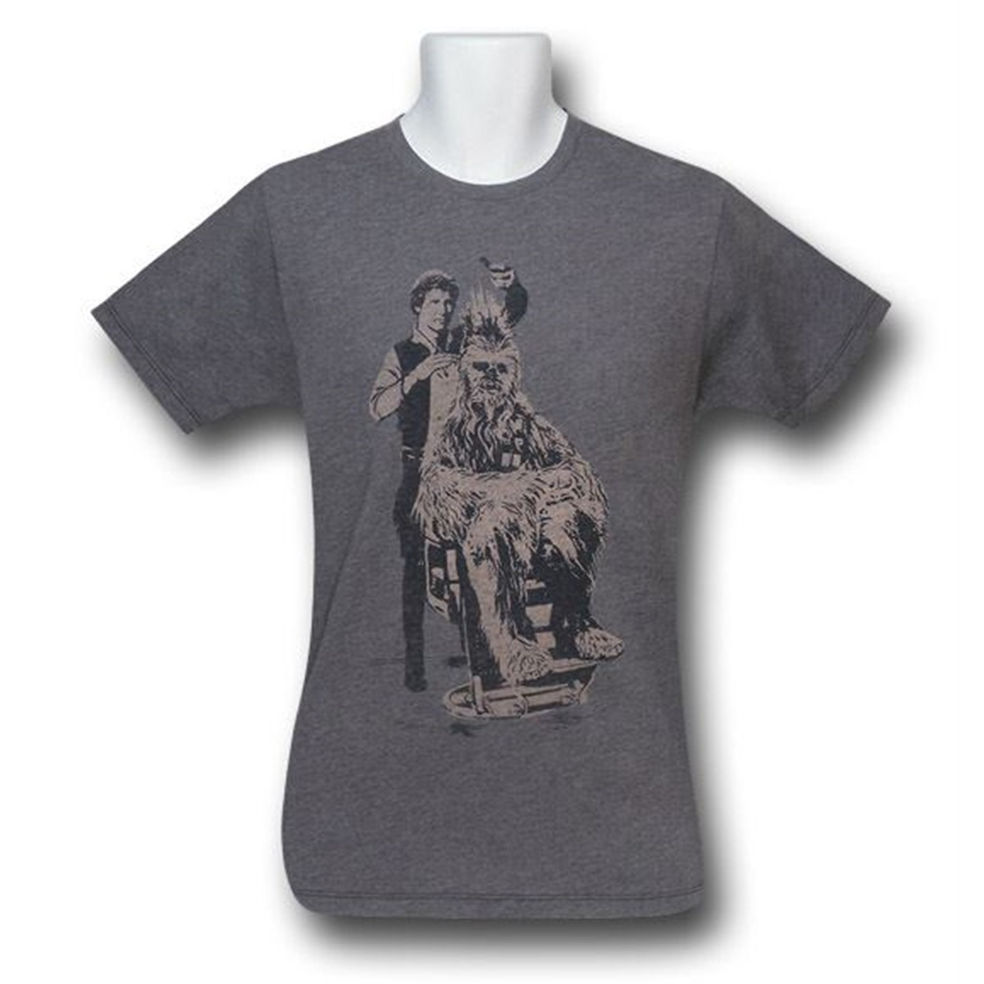 Han Solo Trimming Chewie Junk Food T-Shirt, Grey