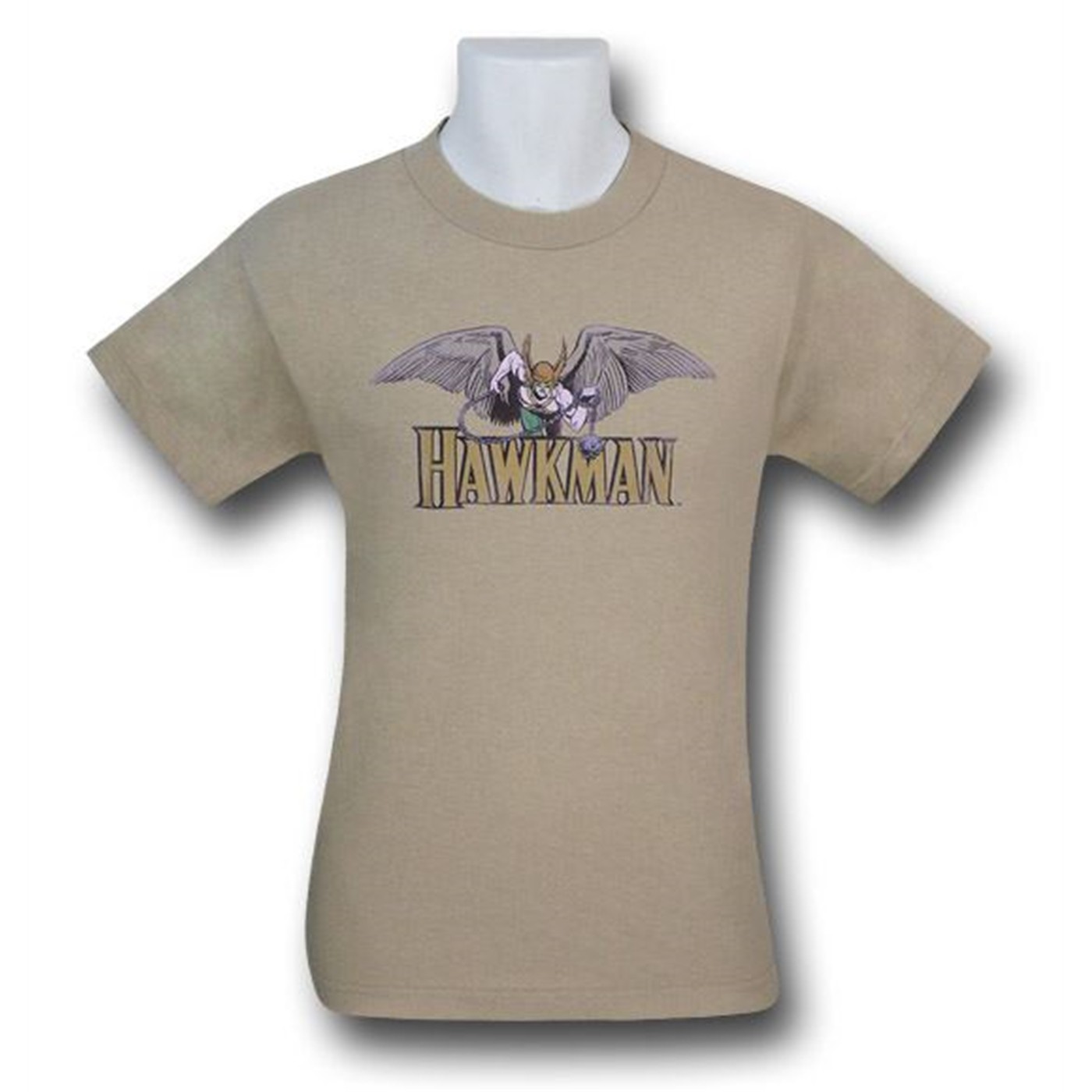 Hawkman Sand Brown Flying Over Logo Distressed T-Shirt, Beige
