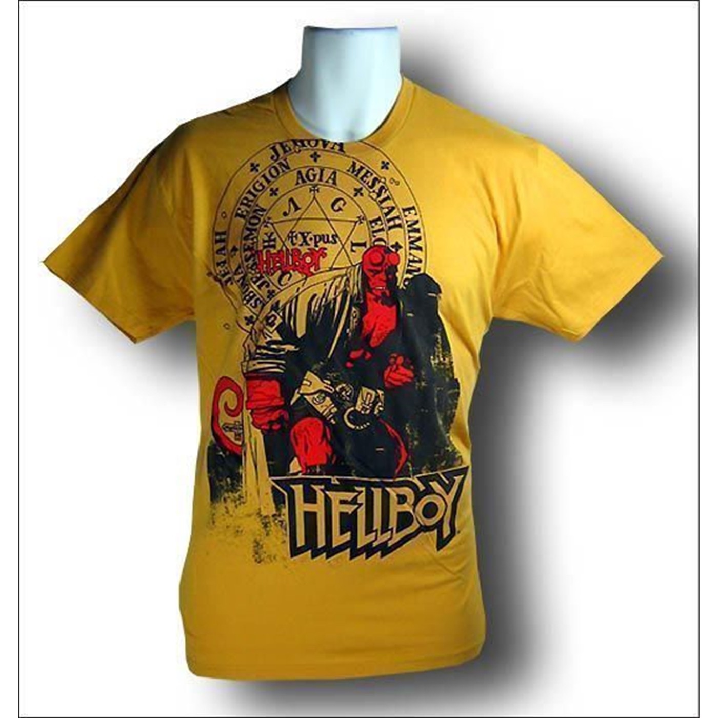 Hellboy Mustard Glyphs T-Shirt, Yellow