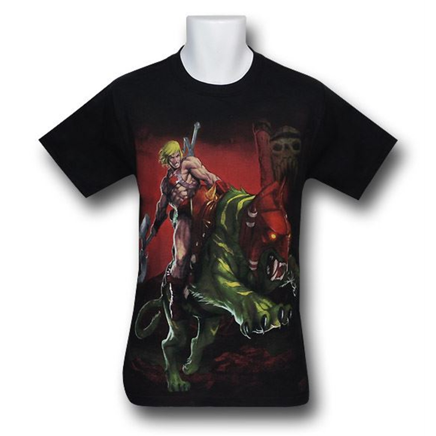He-Man With Battle Cat T-Shirt, Black