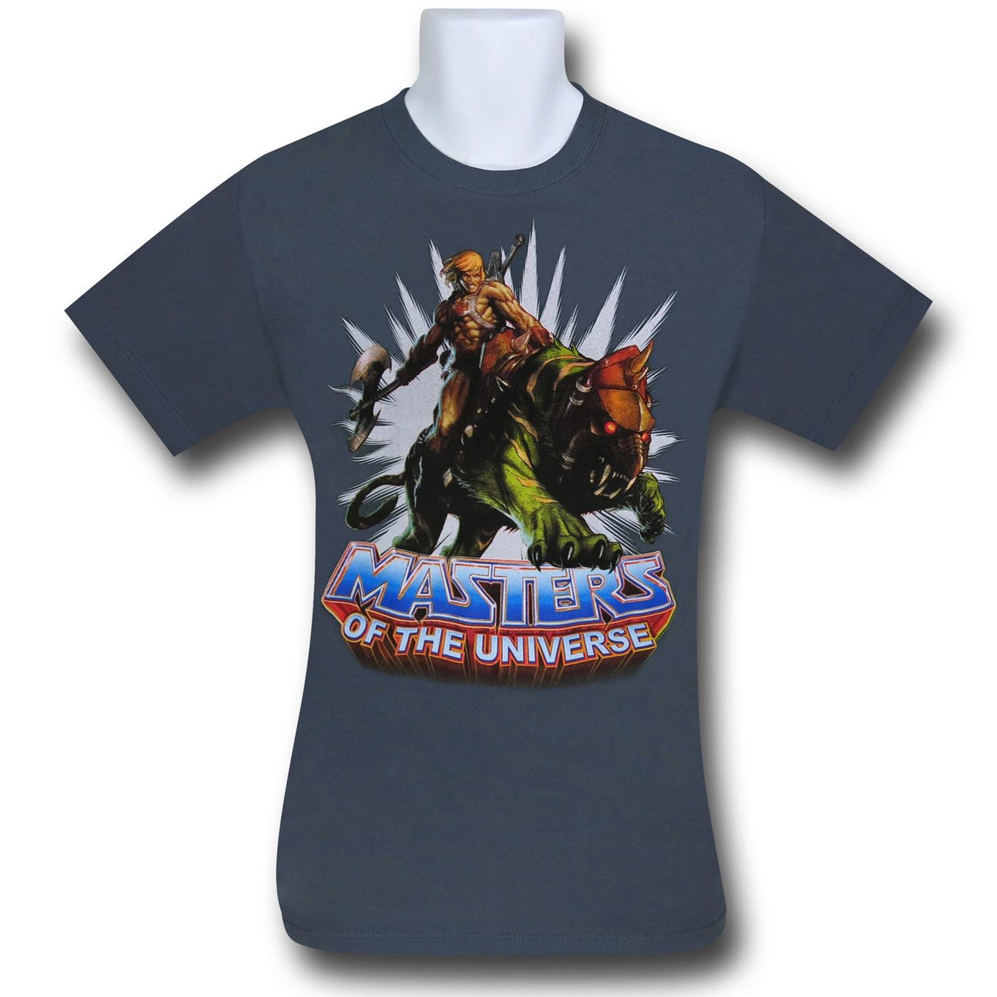 He-Man Battle Cat Charge 30 Single T-Shirt, Grey