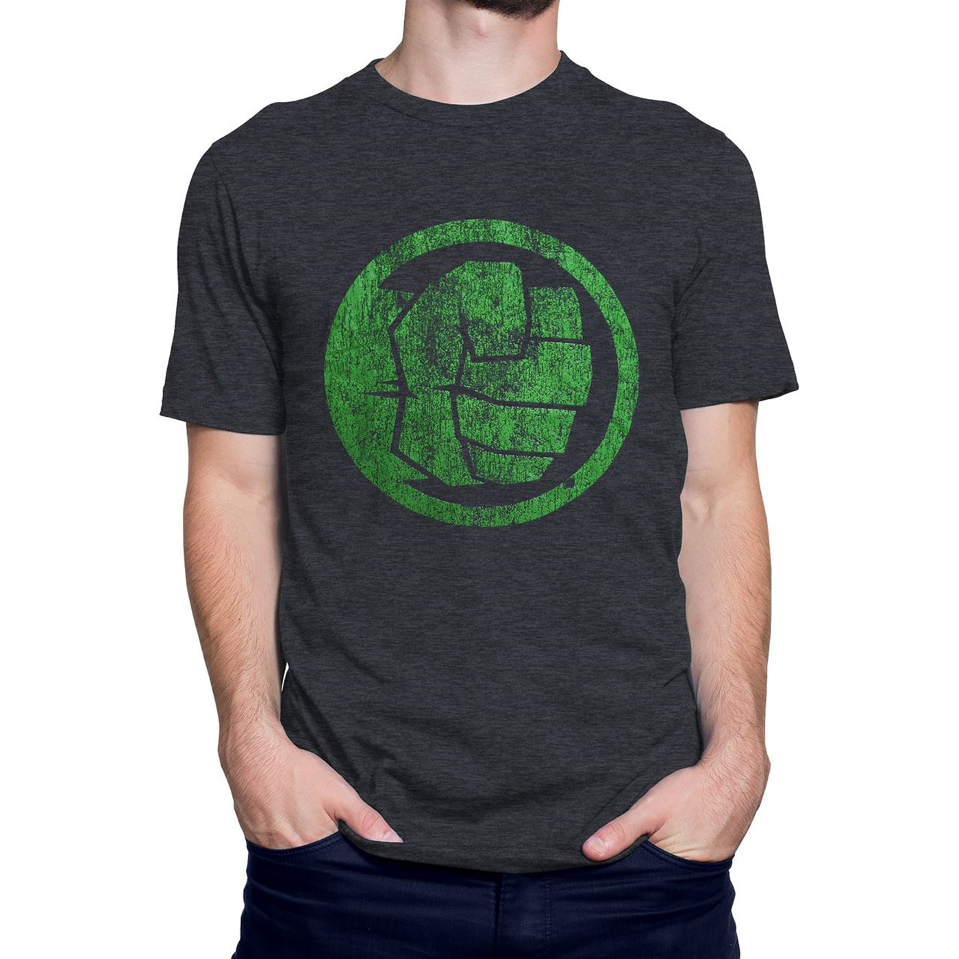 Hulk Fist Bump Heather Charcoal Men's T-Shirt, Grey