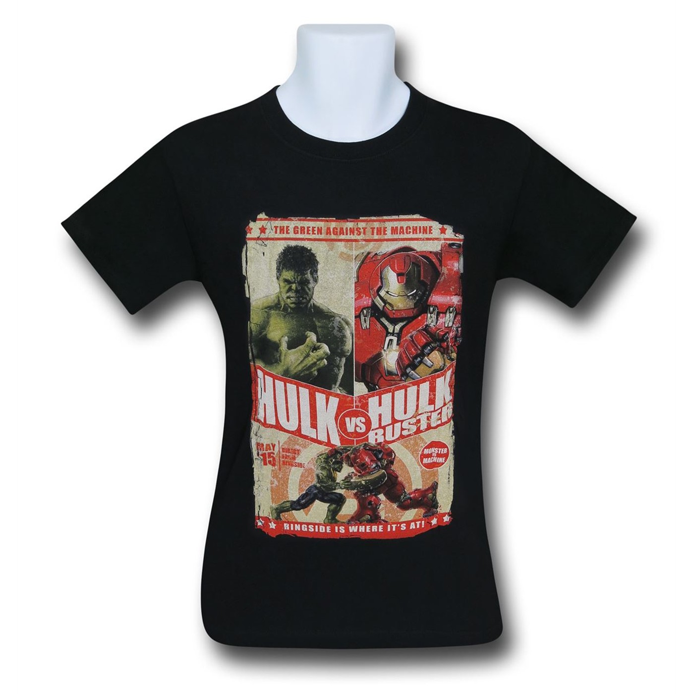 Hulk Vs Hulkbuster on Black T-Shirt, Black