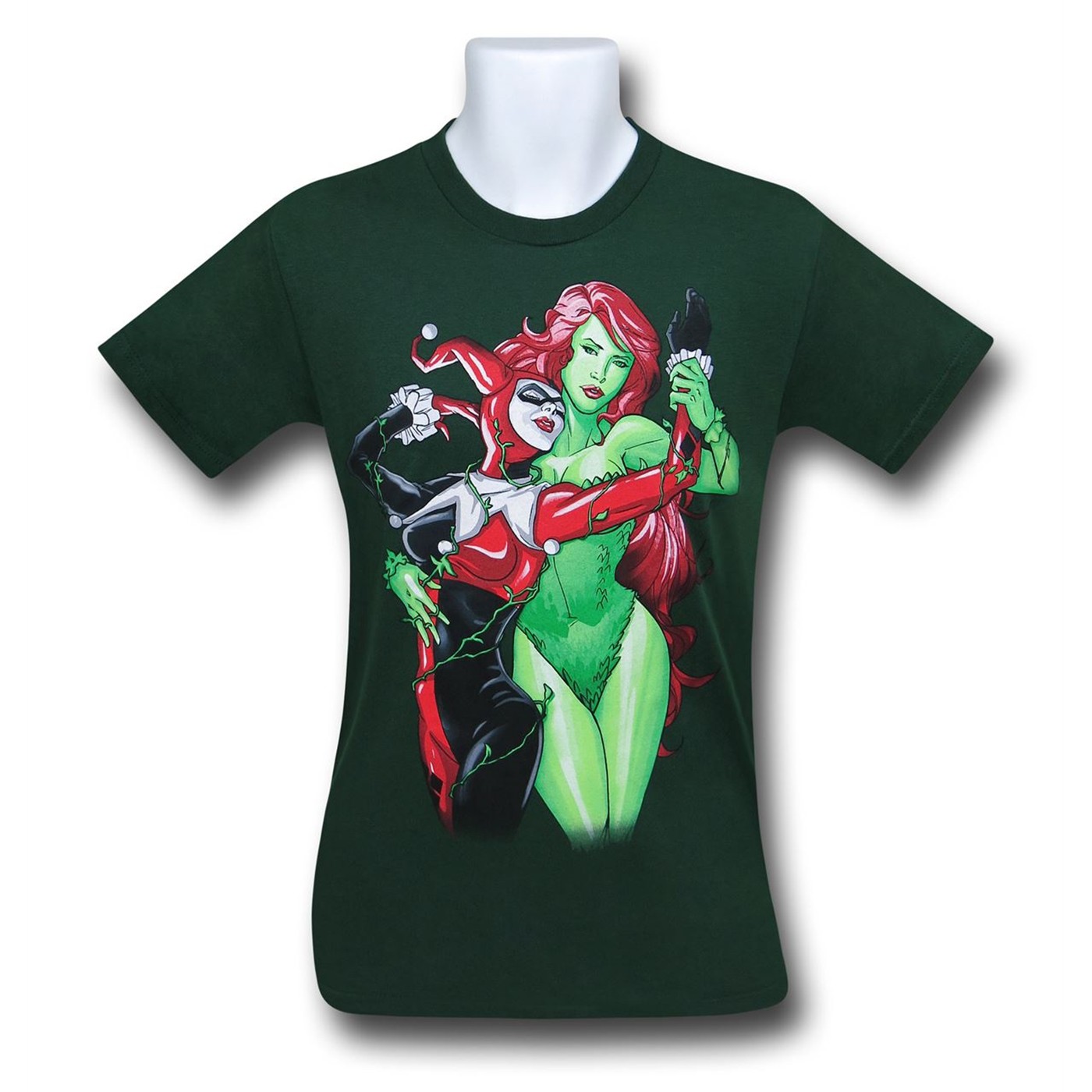 Harley Quinn and Poison Ivy Green T-Shirt, Green