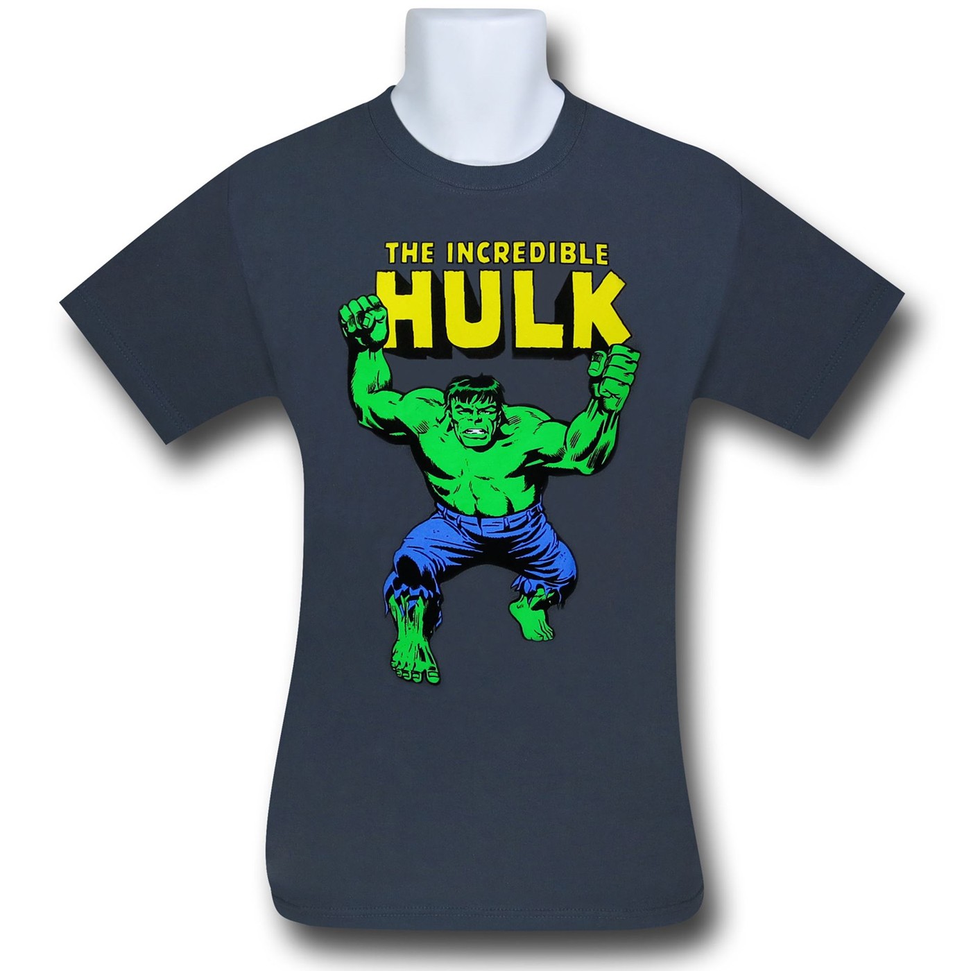 Hulk With Fists & Logo Charcoal T-Shirt, Grey