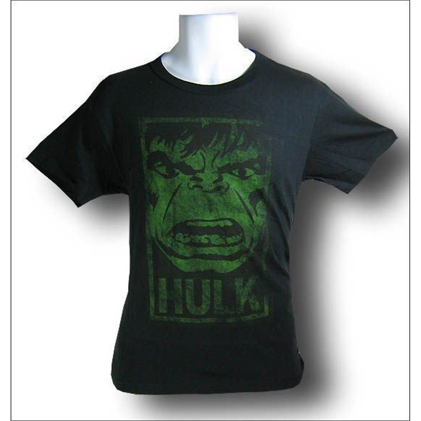 Hulk Distressed 70's Face T-Shirt, Black
