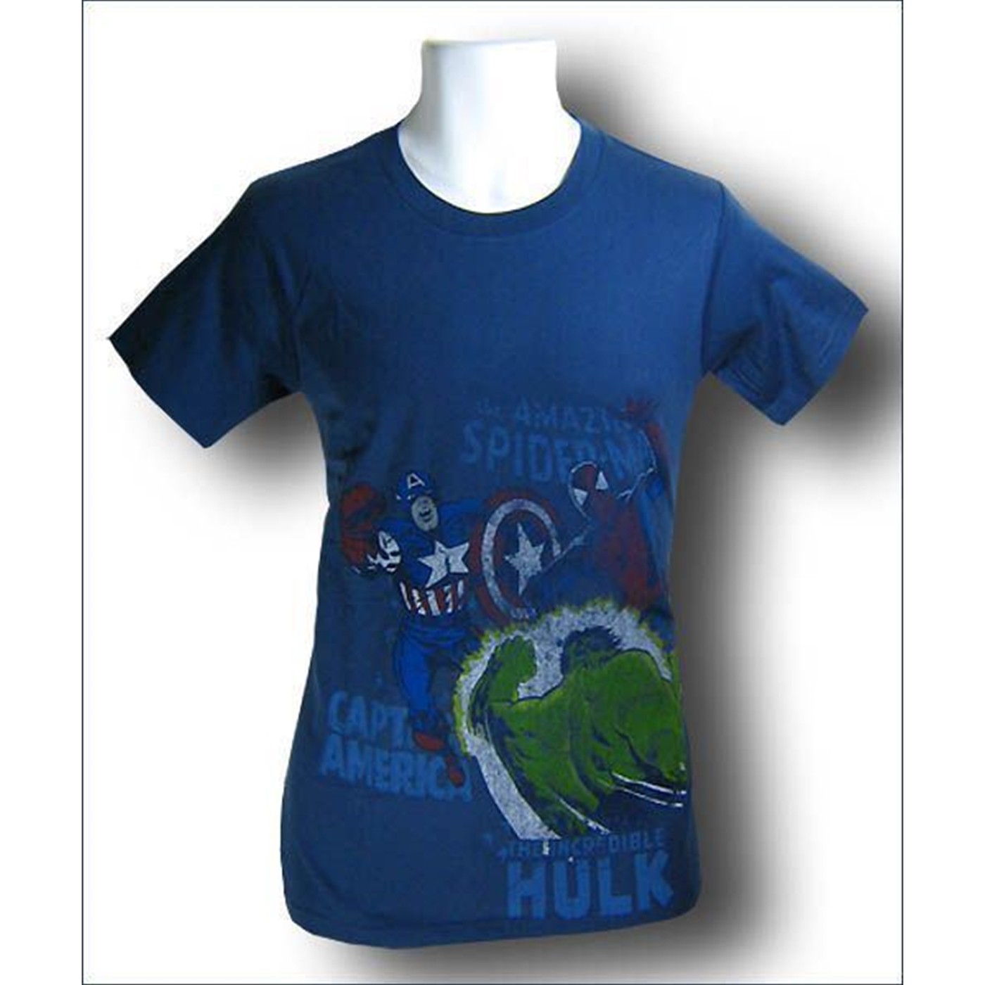 Hulk Punching Captain America T-Shirt, Blue