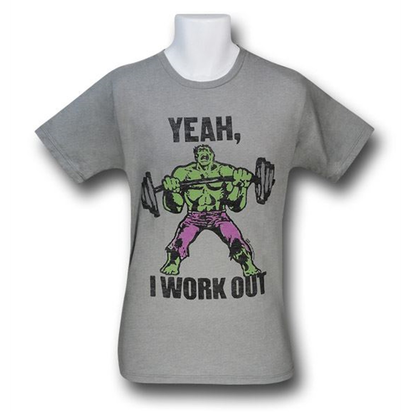 Hulk Yeah I Work Out Junk Food T-Shirt, Grey