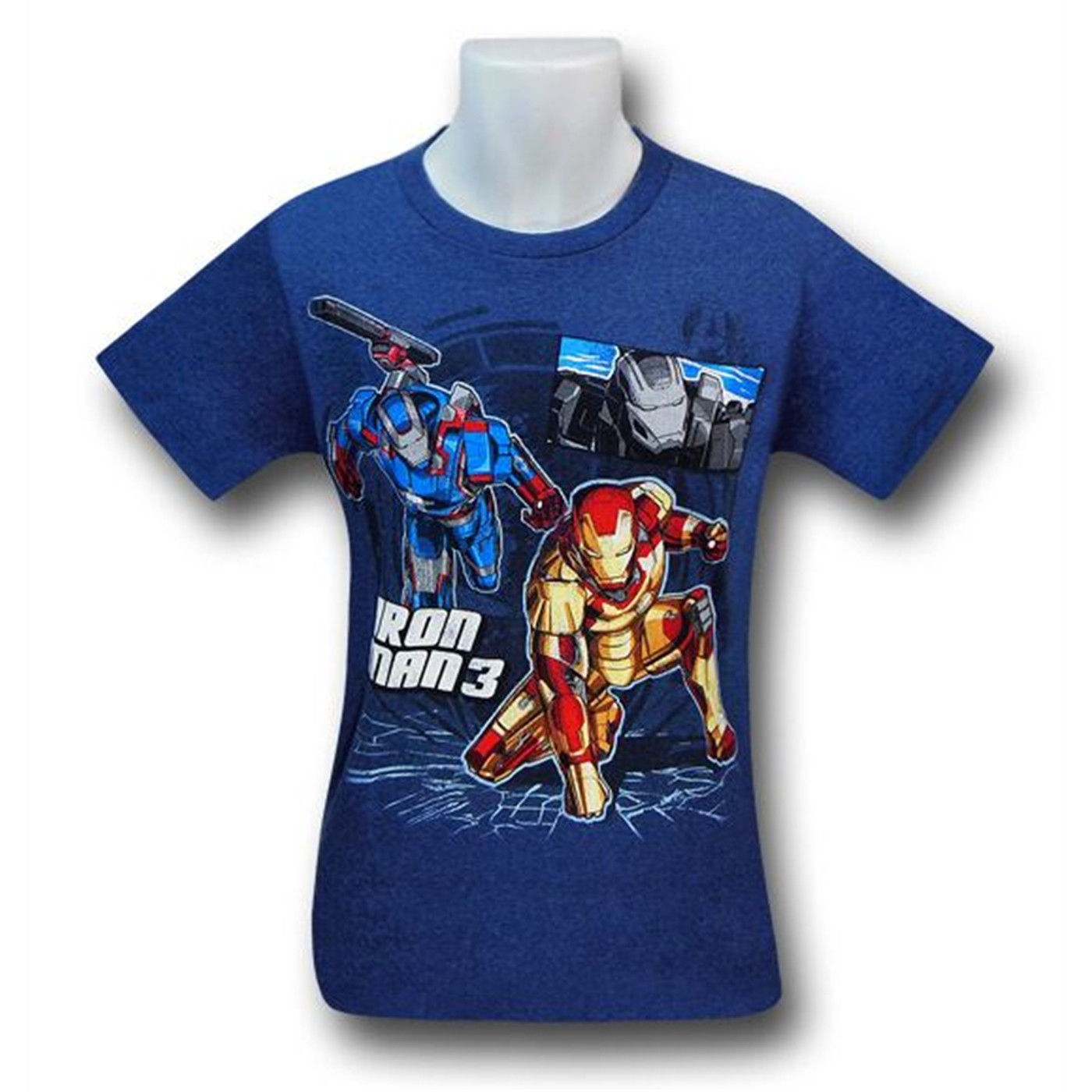 Iron Man 3 Three Suits Kids 30 Single T-Shirt, Blue