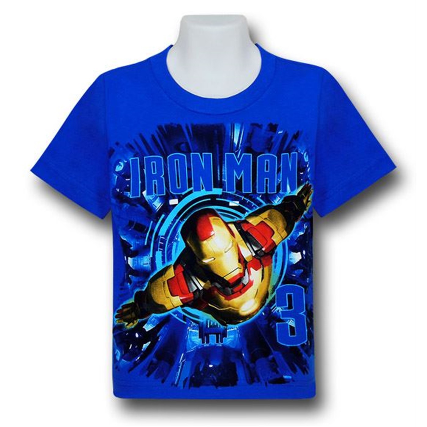 Iron Man 3 In Flight Kids Blue T-Shirt, Blue