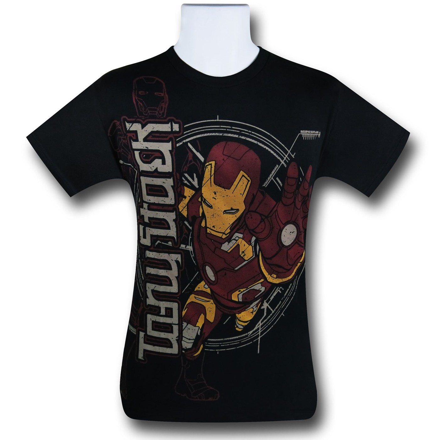 Iron Man Red Chapter Ambigram T-Shirt, Black