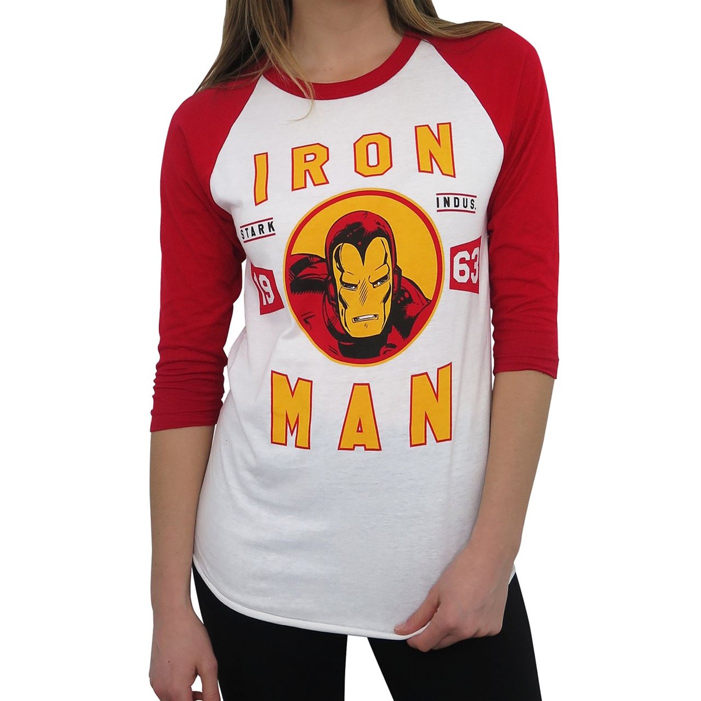 Iron Man Athletic Women's Baseball T-Shirt, White