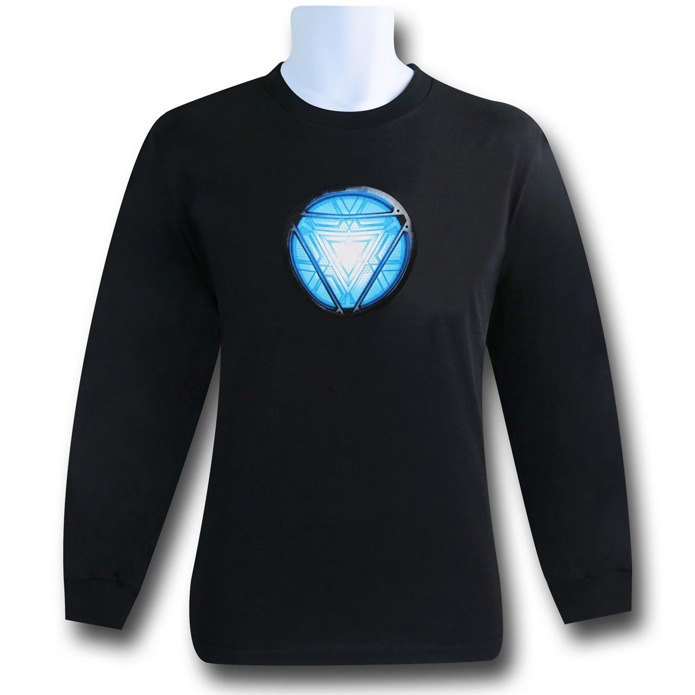 Iron Man Blue Arc Long Sleeve T-Shirt, Black