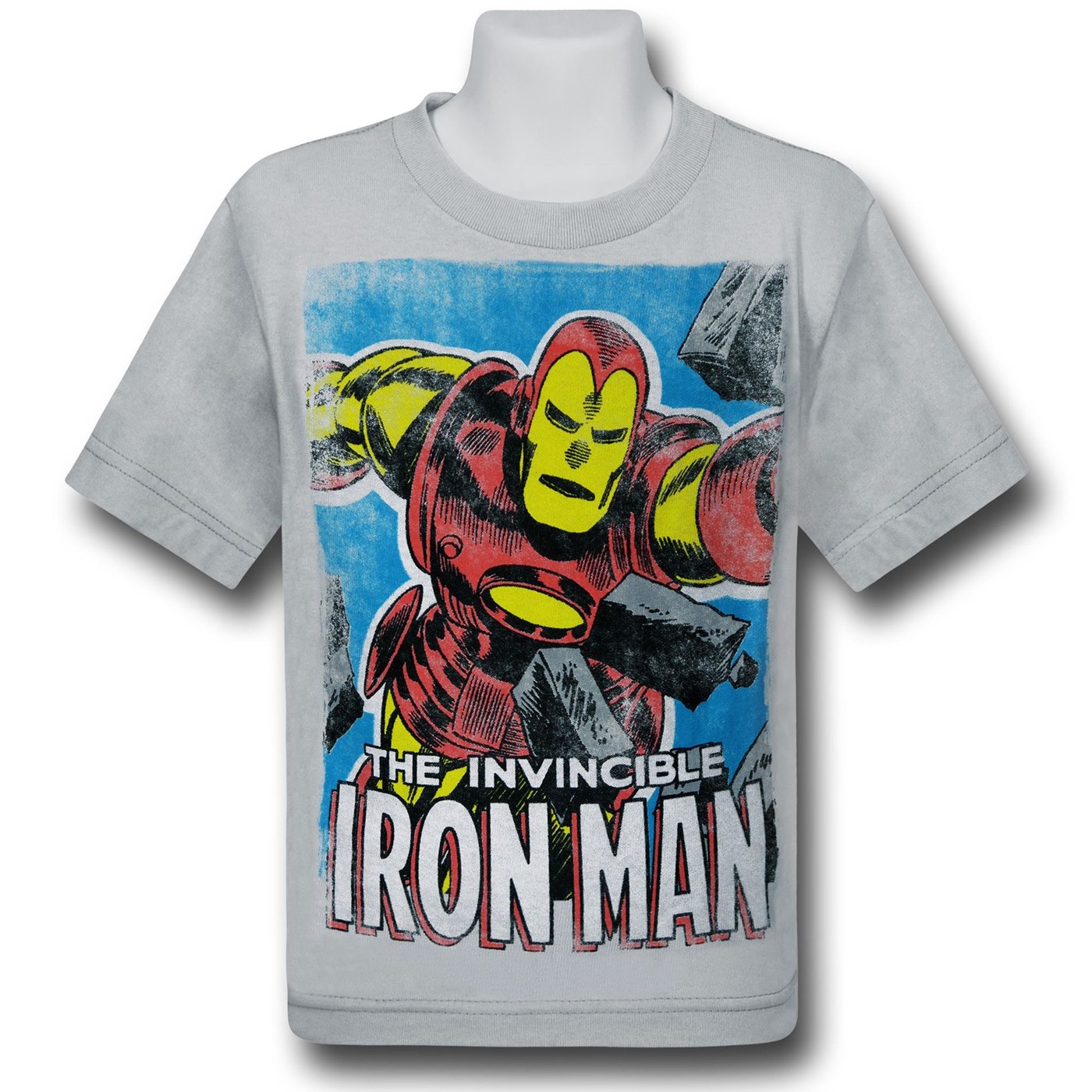 Iron Man Brick Smash Kids T-Shirt, Grey