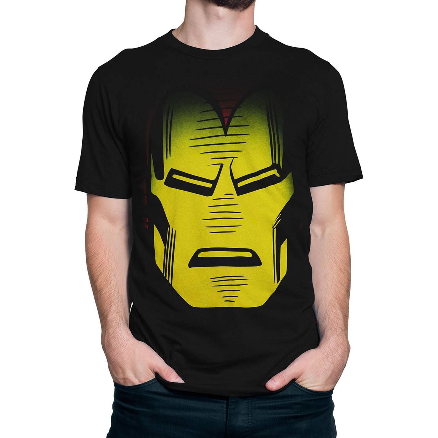 Iron Man Helmet Head Men's T-Shirt, Black