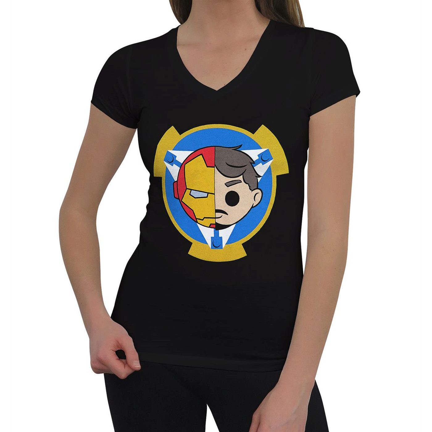 Iron Man Iconic Women's V-Neck T-Shirt, Black