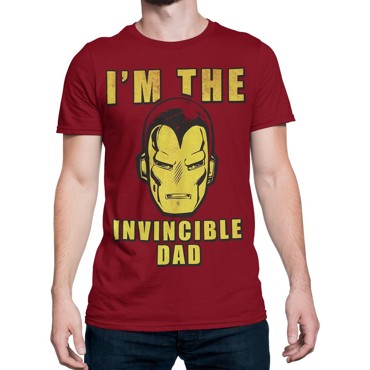 Iron Man I'm The Invincible Dad Men's T-Shirt, Red