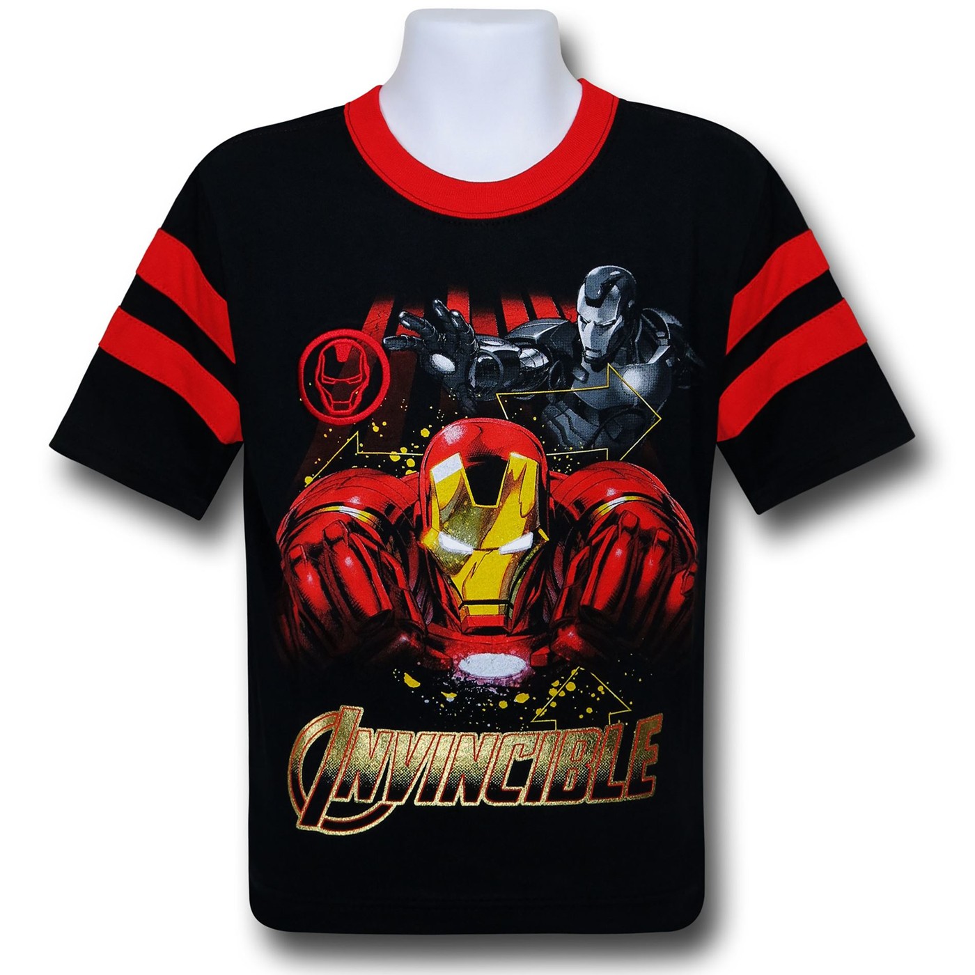 Iron Man Invincible Gold Foil Kids T-Shirt, Black