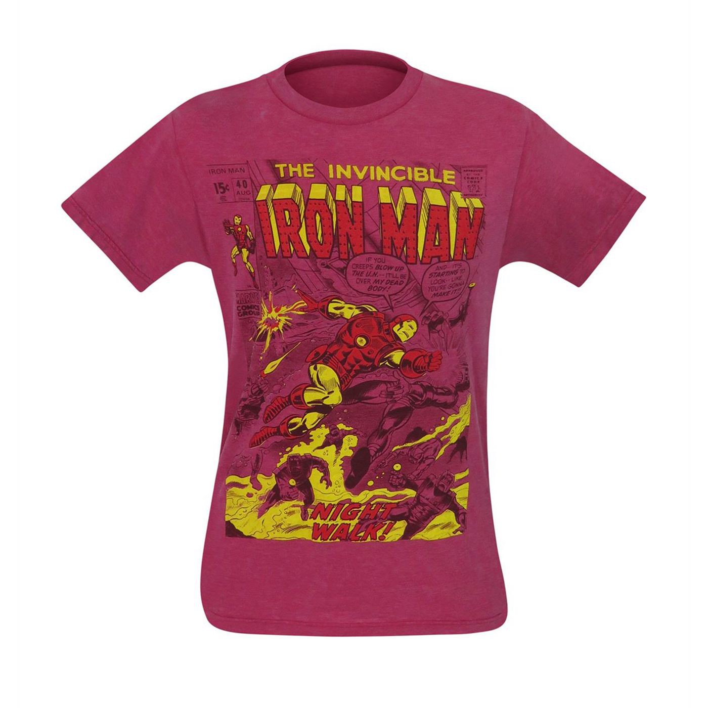 Iron Man Night Walk Heather Red Men's T-Shirt, Red