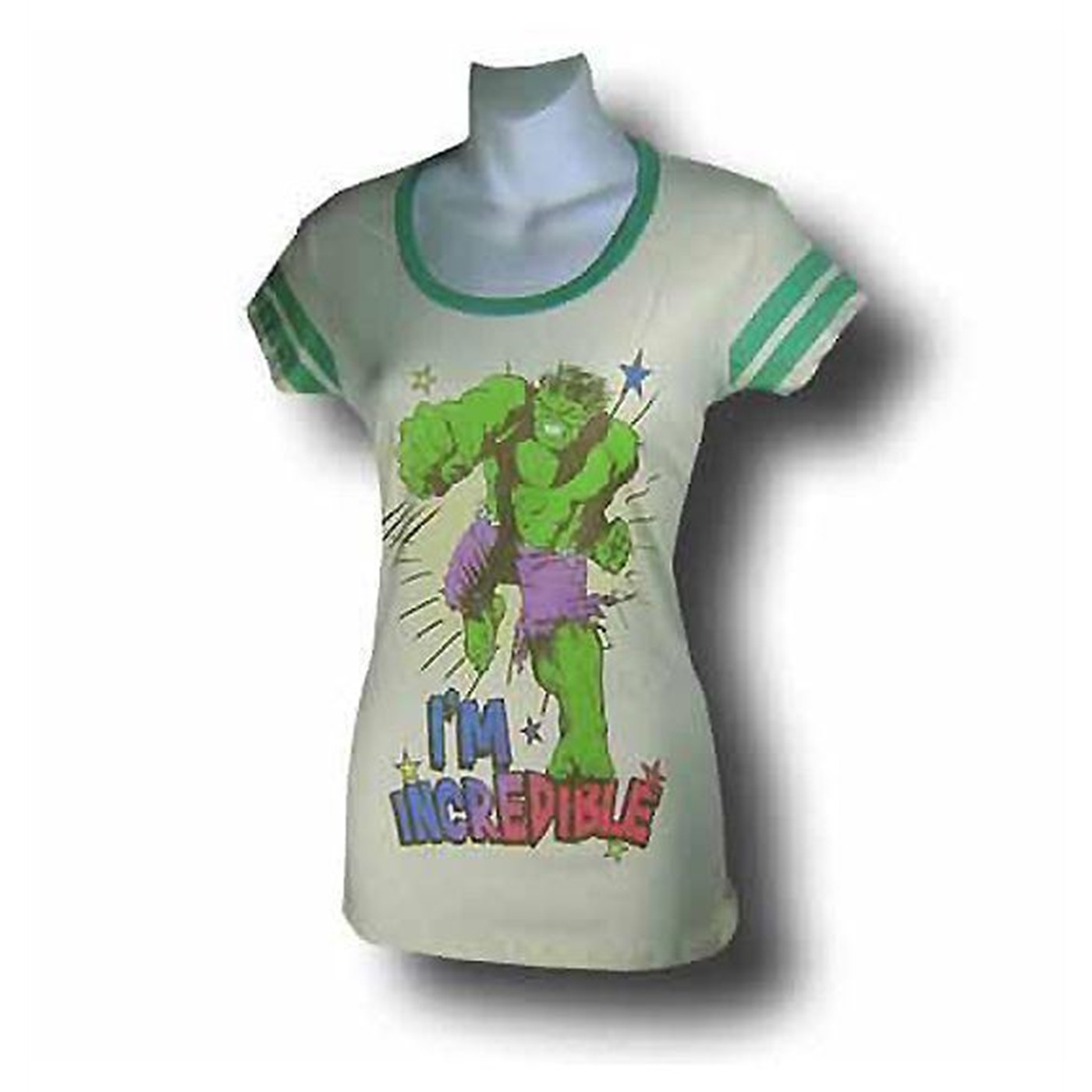 Incredible Hulk Women's I'm Incredible Ringer T-Shirt, White