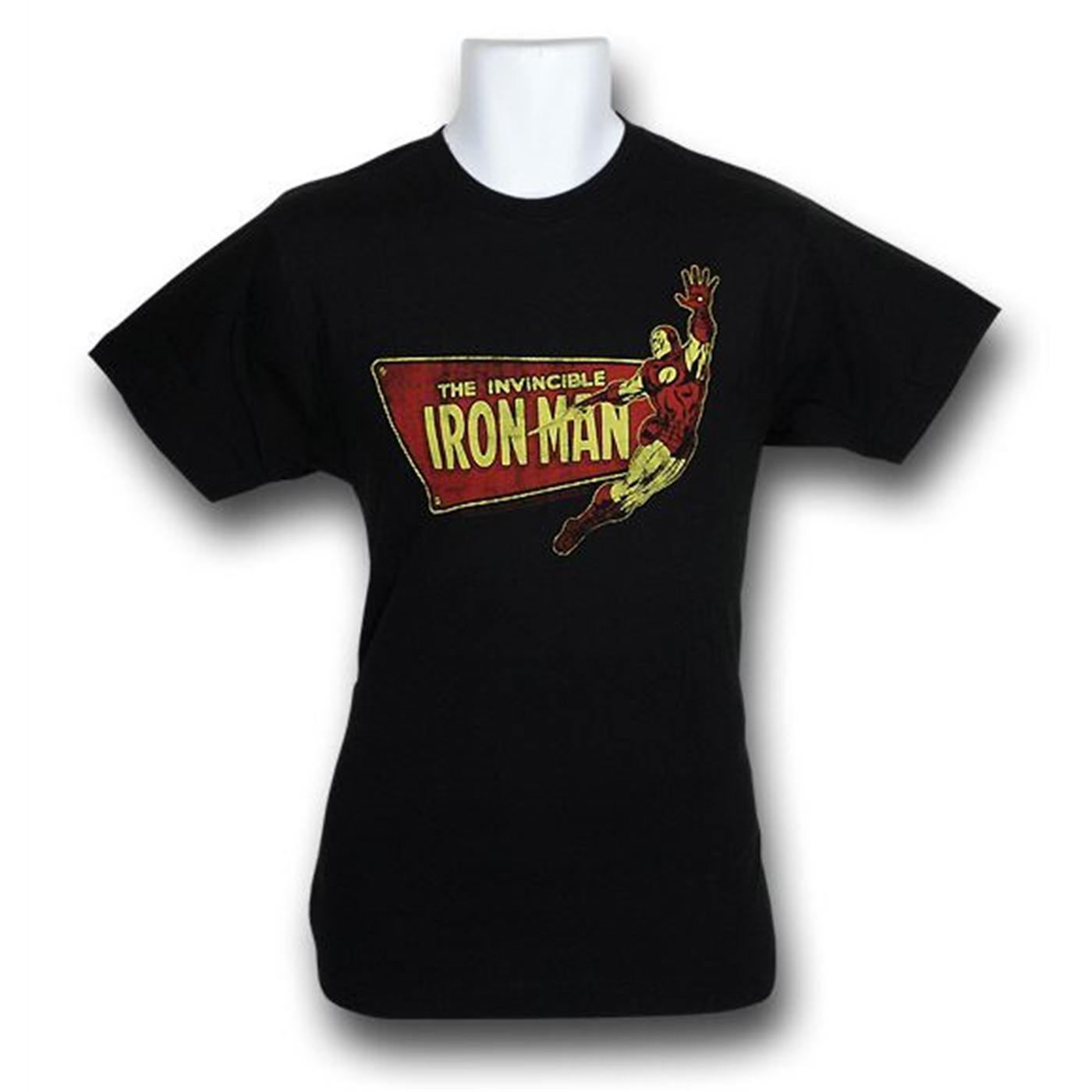 Iron Man Flying Logo Classic Armor (30 Single) T-Shirt, Black