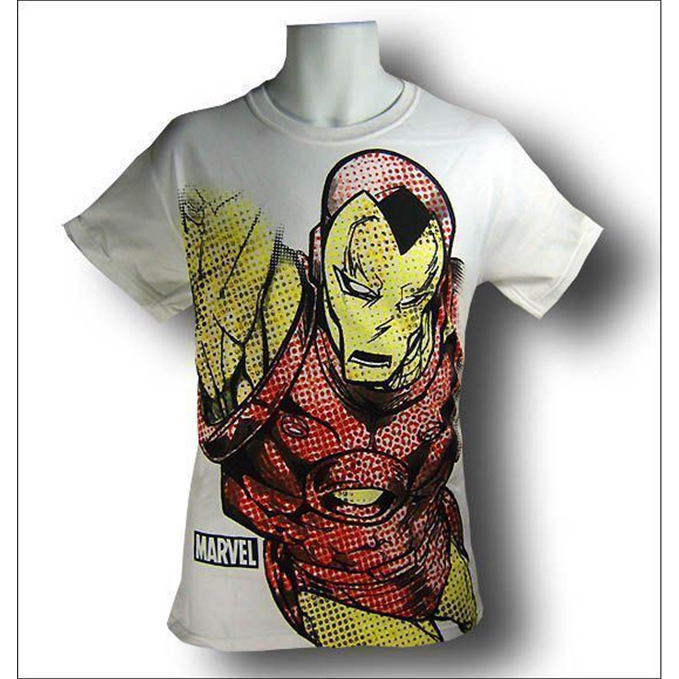 Iron Man Rendered in Dots T-Shirt, White