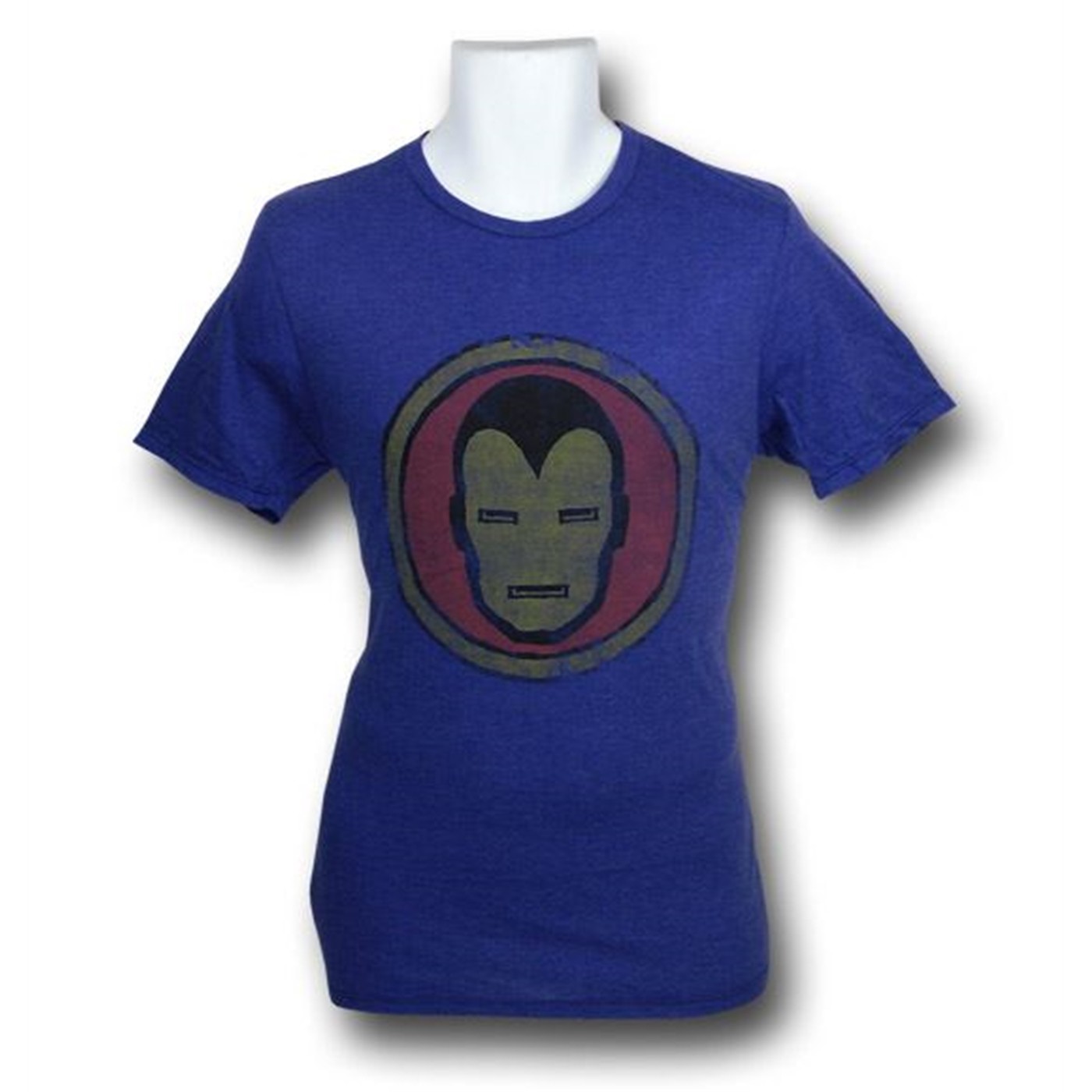 Iron Man Red Decco Purple Distressed Face T-Shirt, Purple