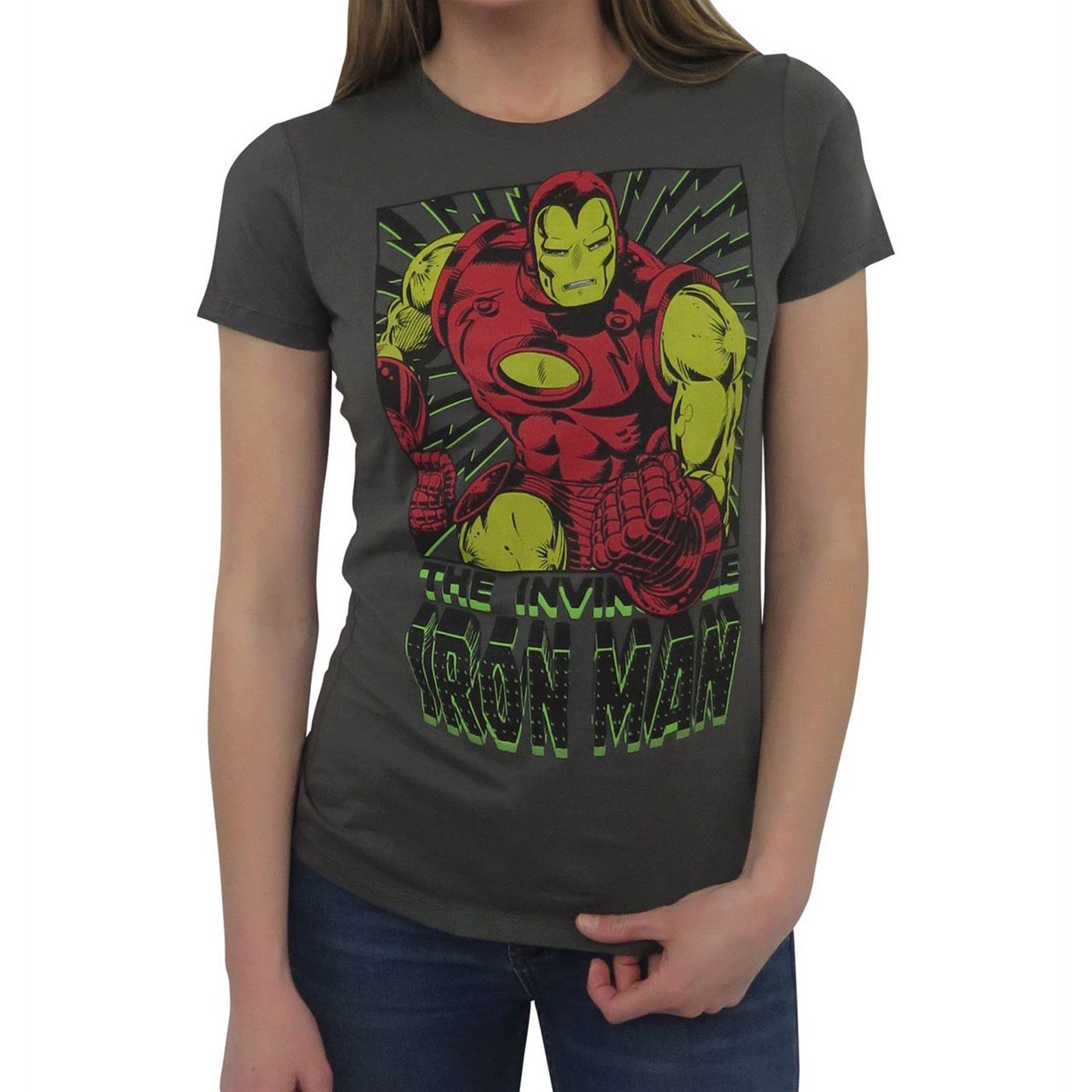 Iron Man Vintage Black Bolts Women's T-Shirt, Grey