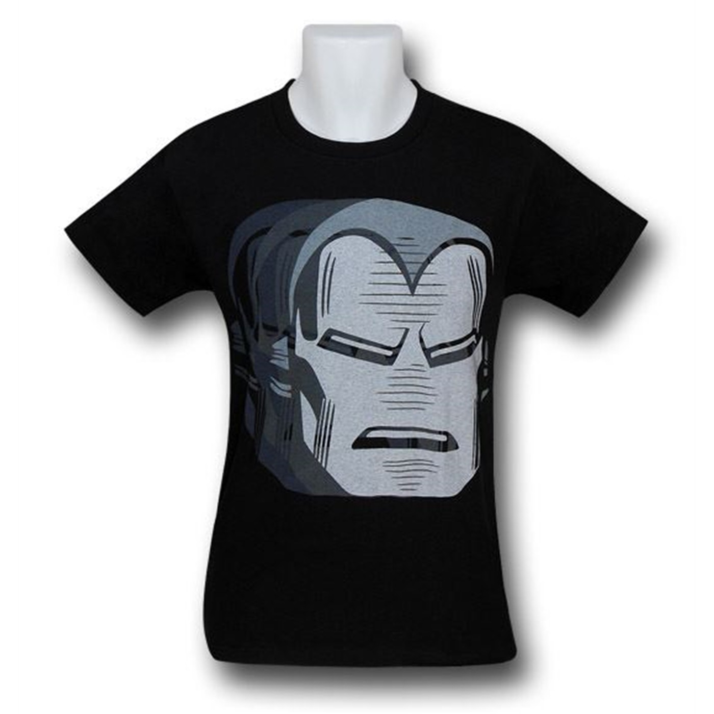 Iron Man Black and White Dome T-Shirt, Black