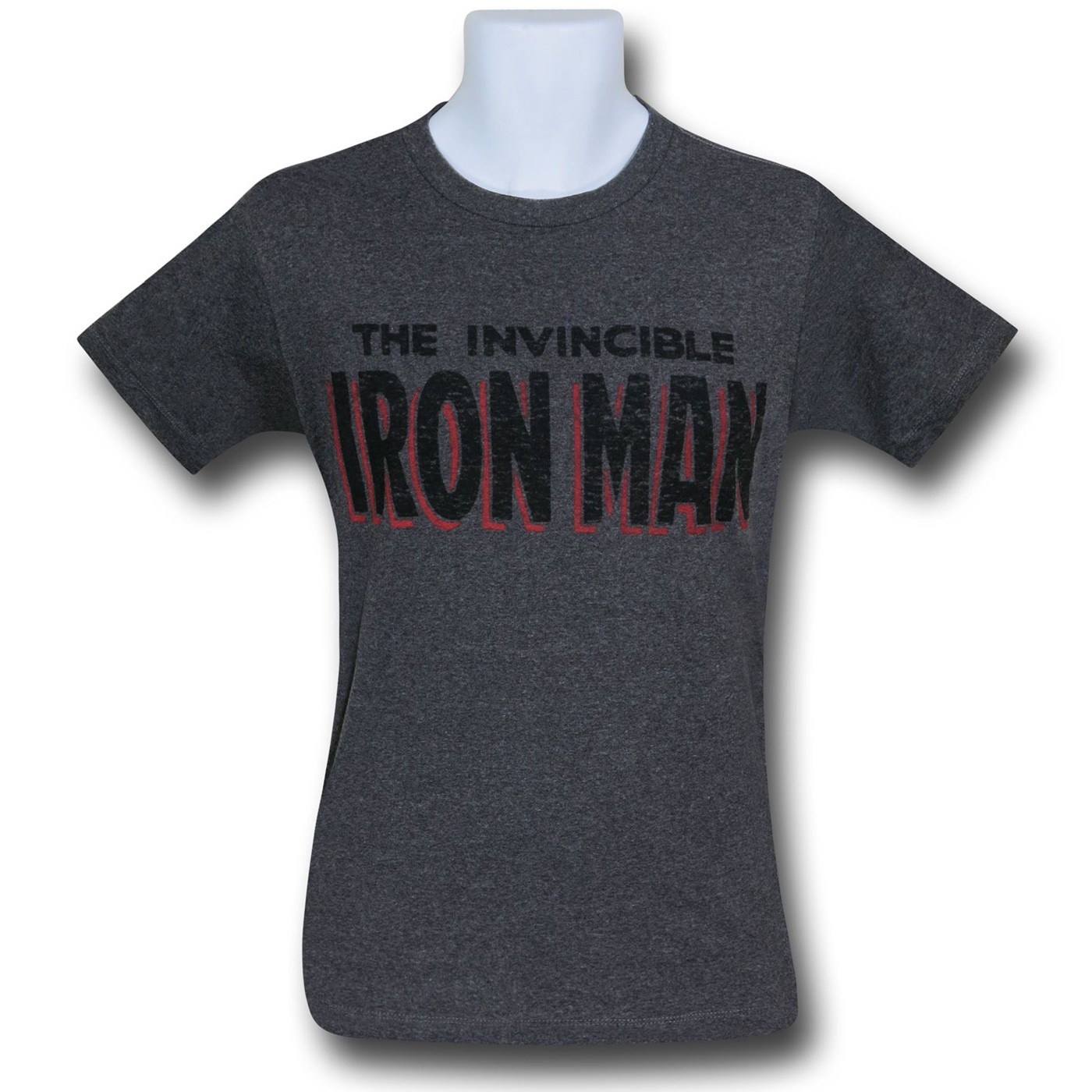 Iron Man Logo Heather Charcoal Burnout T-Shirt, Grey