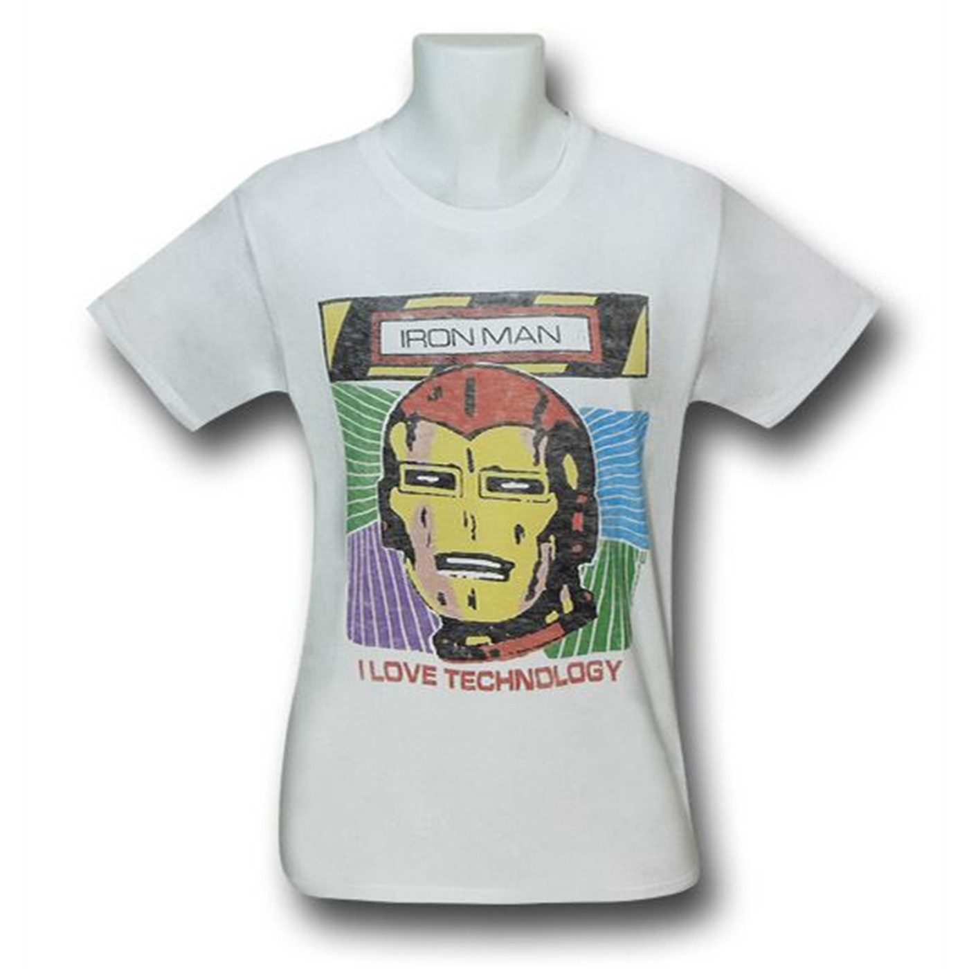 Iron Man Love Technology Junk Food T-Shirt, White