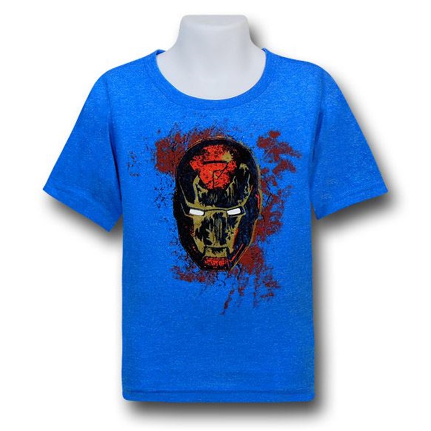 Iron Man Mask Paint Kids Red Decco T-Shirt, Blue